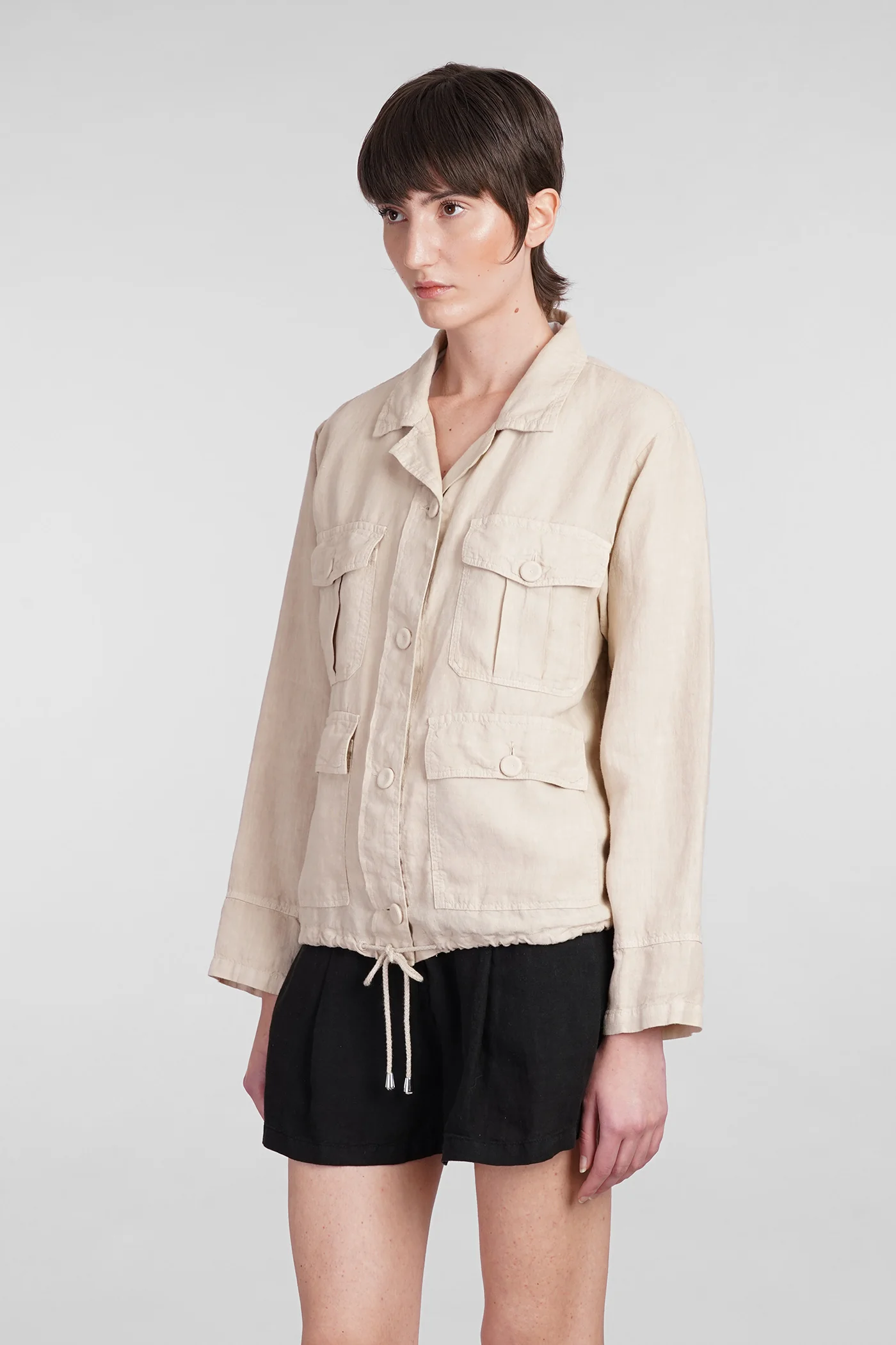 Casual jacket in beige linen - Image 4