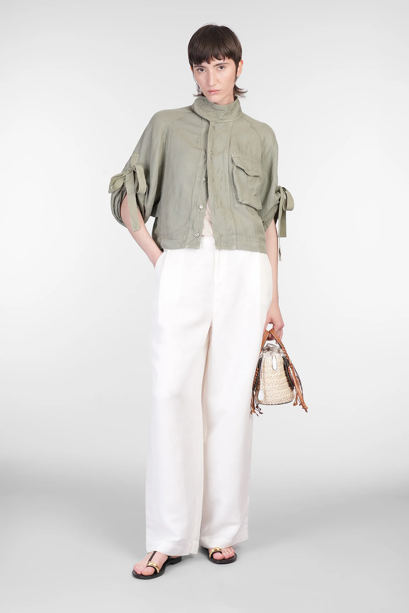 Casual jacket in green linen - Image 2