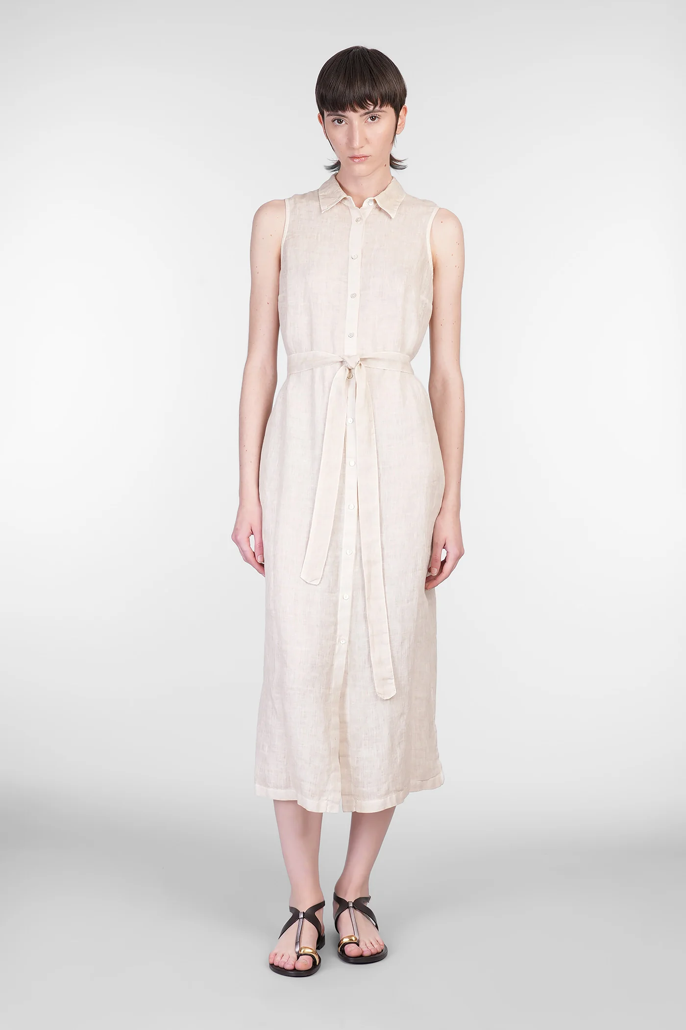 Long dress in beige linen
