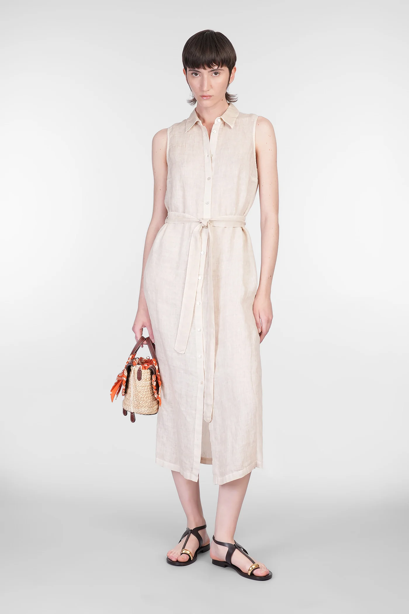 Long dress in beige linen - Image 2