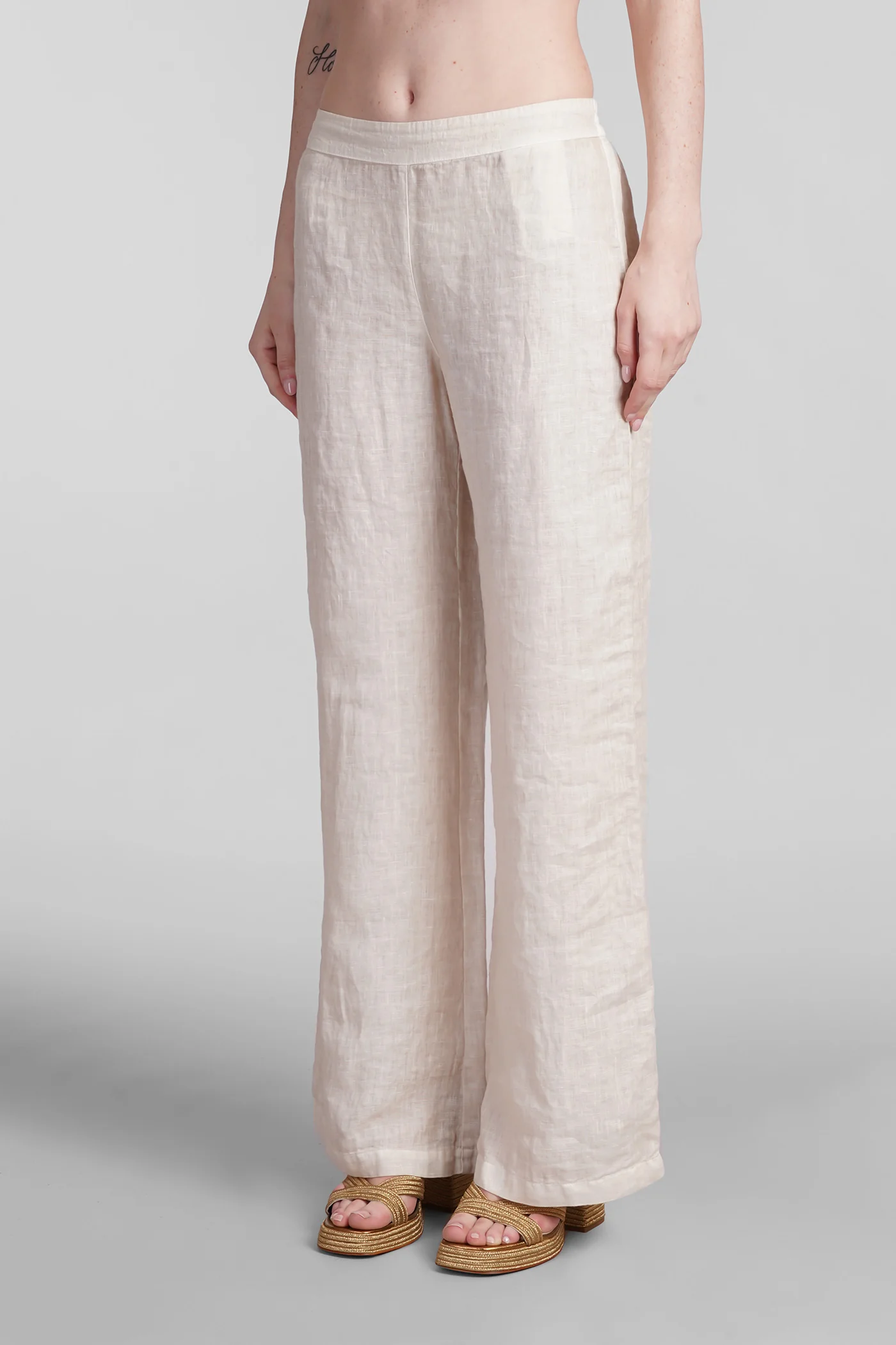 Pants in beige linen - Image 4