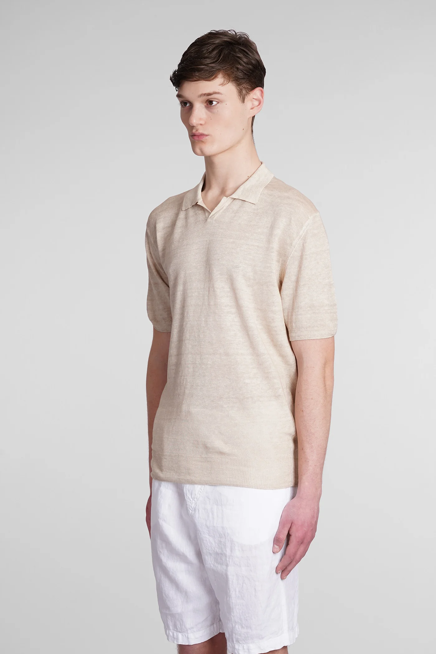 Polo in beige linen - Image 4