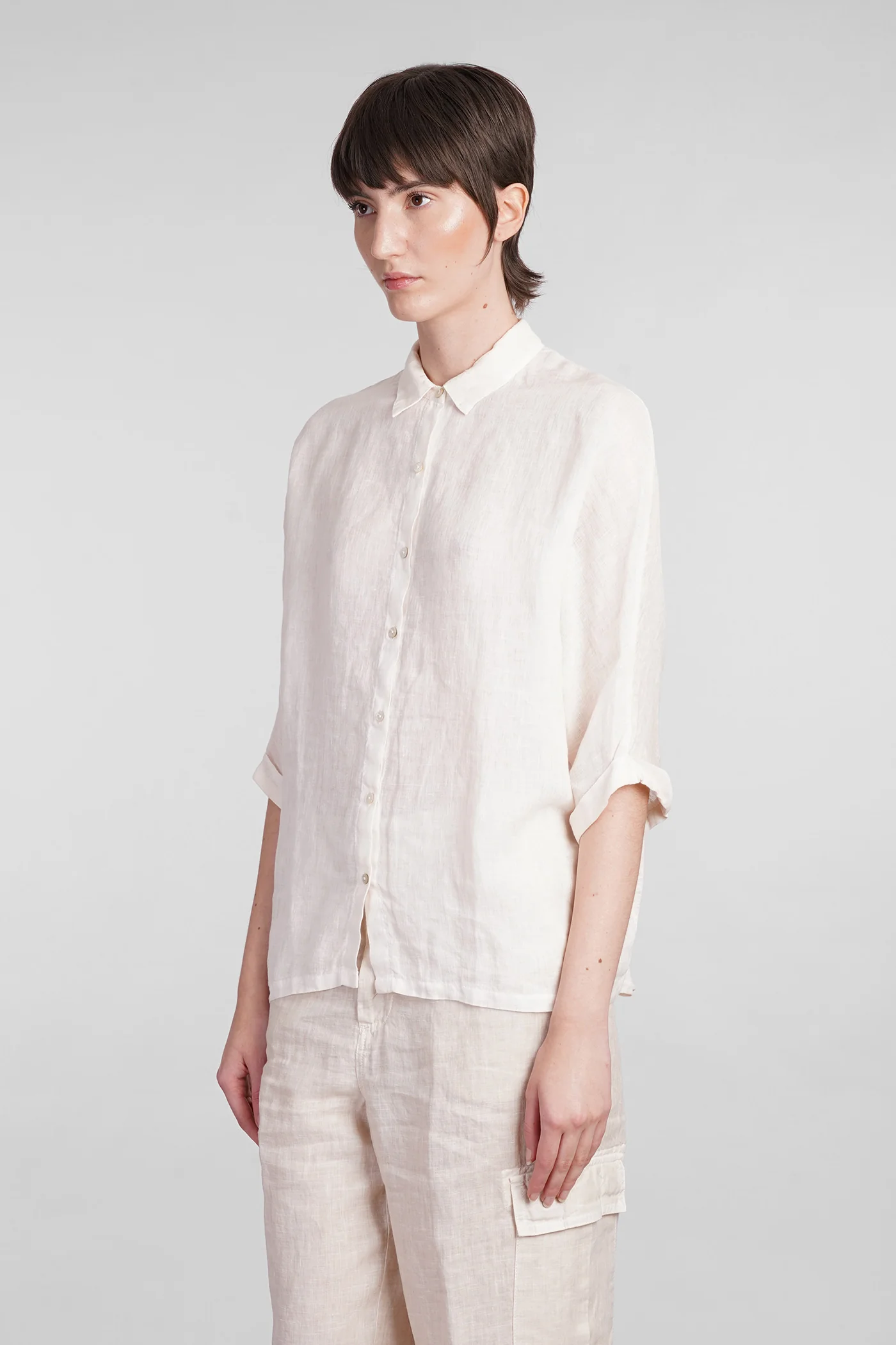 Shirt in beige linen - Image 4
