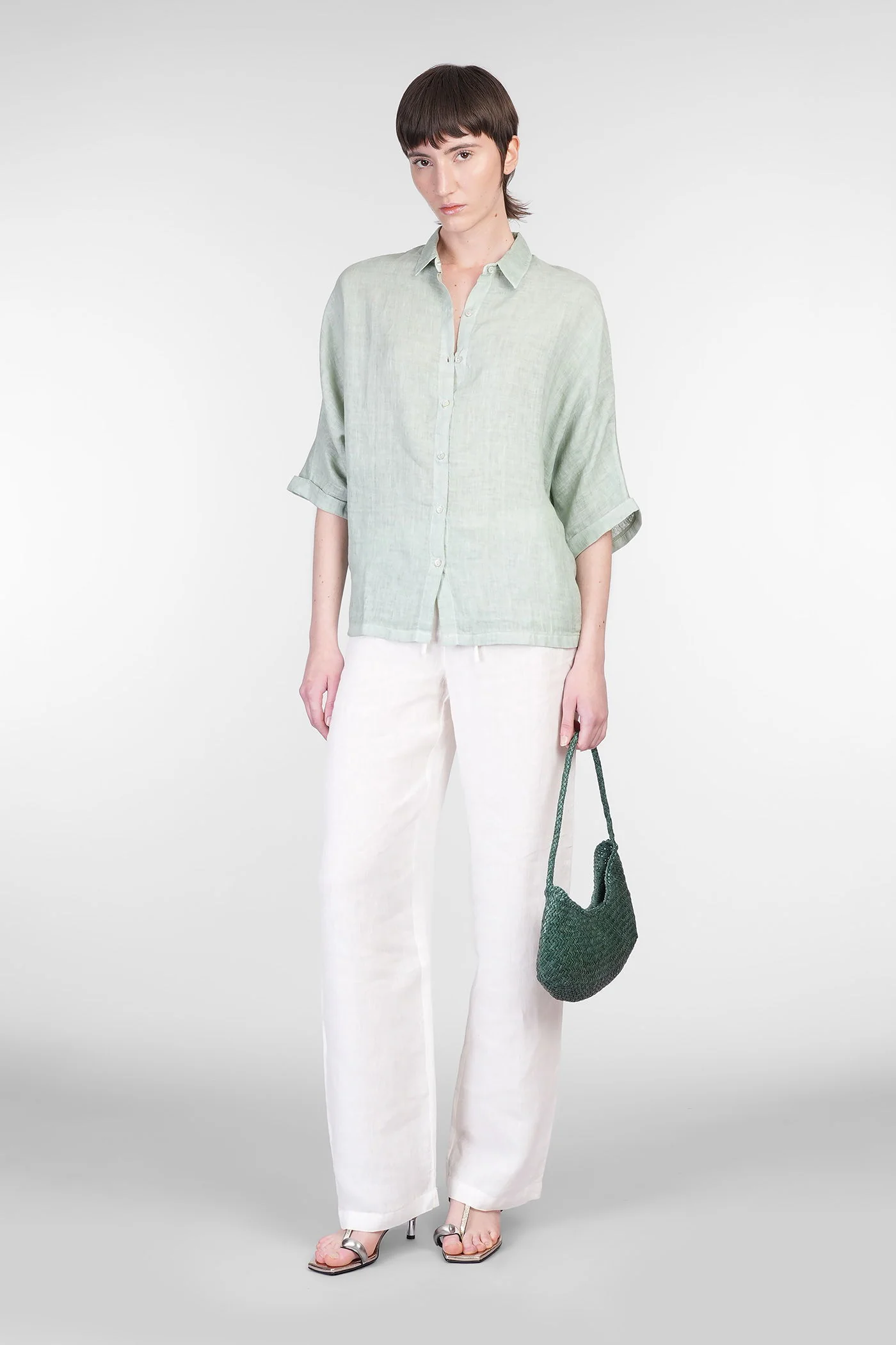 Shirt in green linen - Image 2