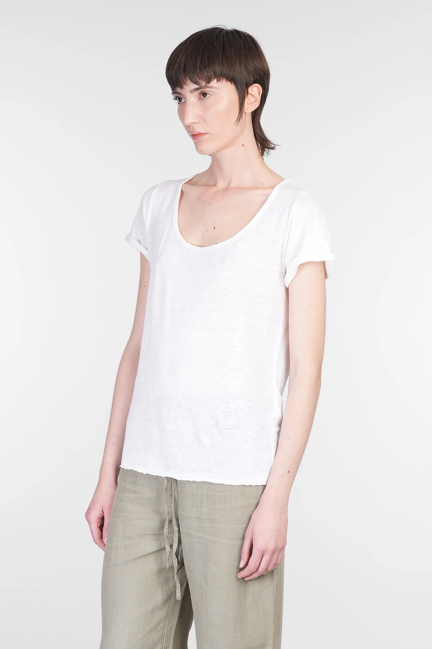 T-Shirt in white linen - Image 4
