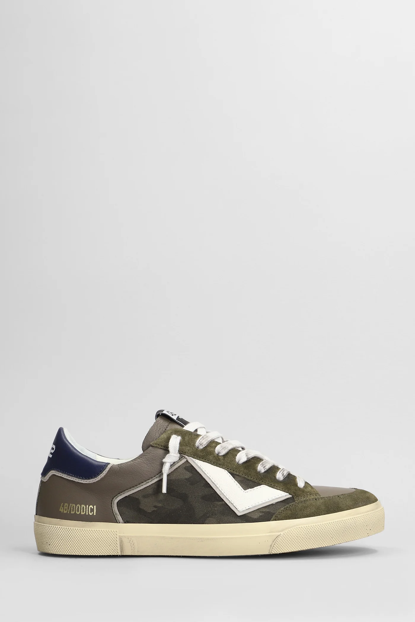 Retro Sneakers in camouflage suede and leather