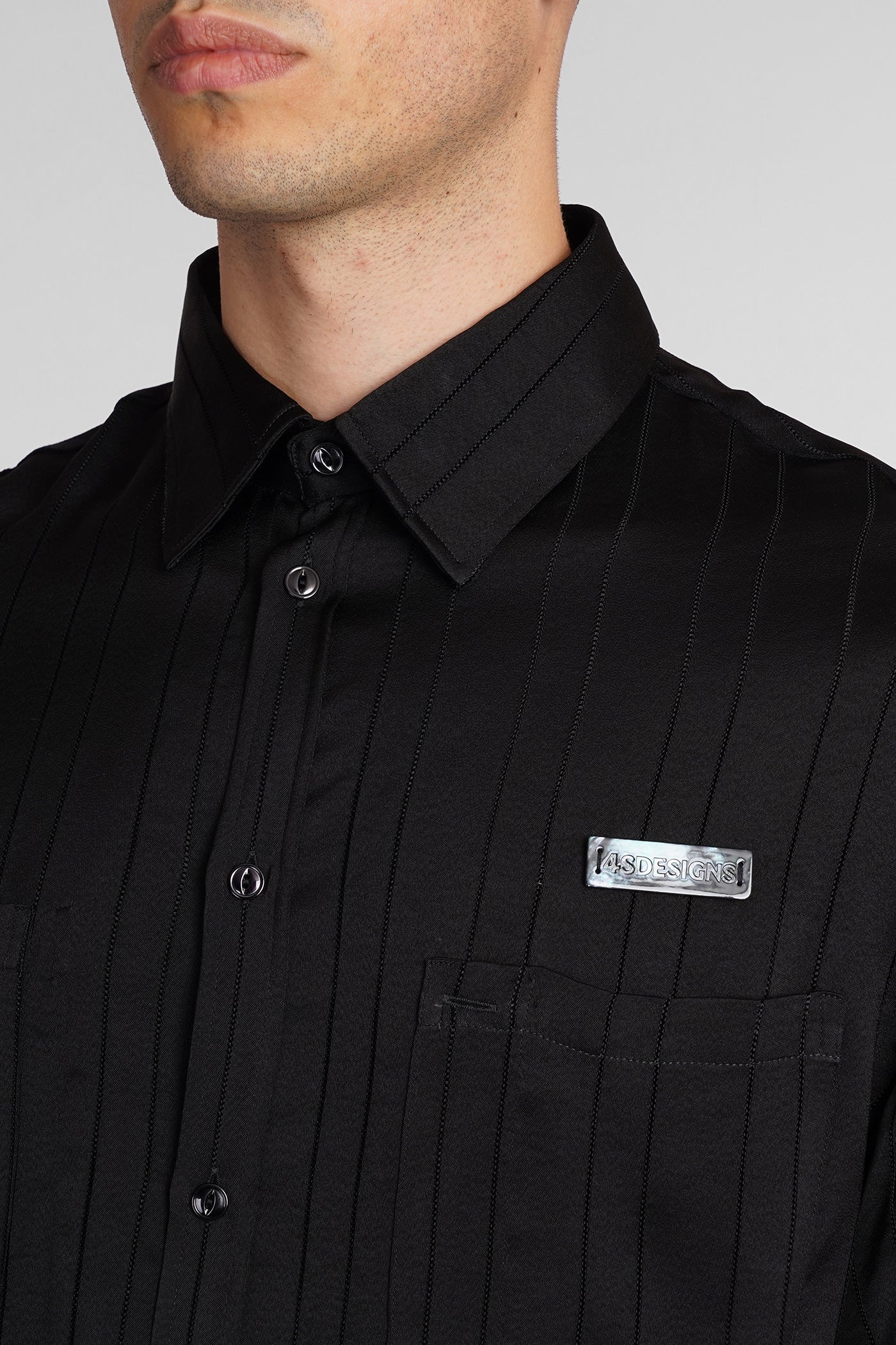 Shirt in black Triacetate - Image 5