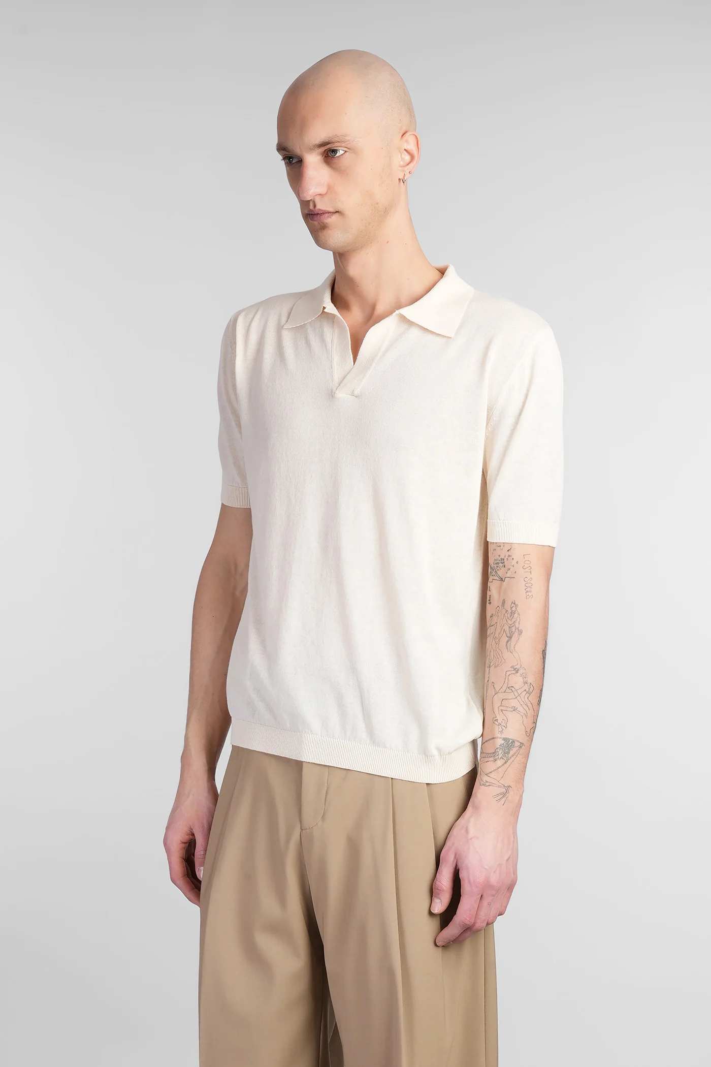 Polo in beige cotton - Image 4