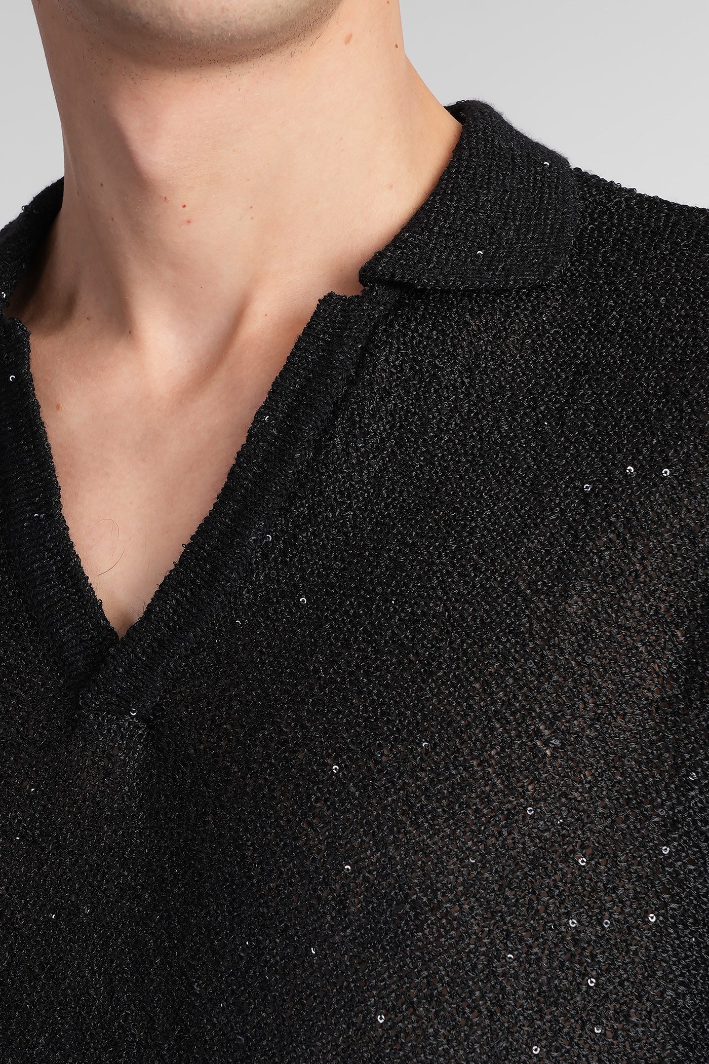 Polo in black polyester - Image 5