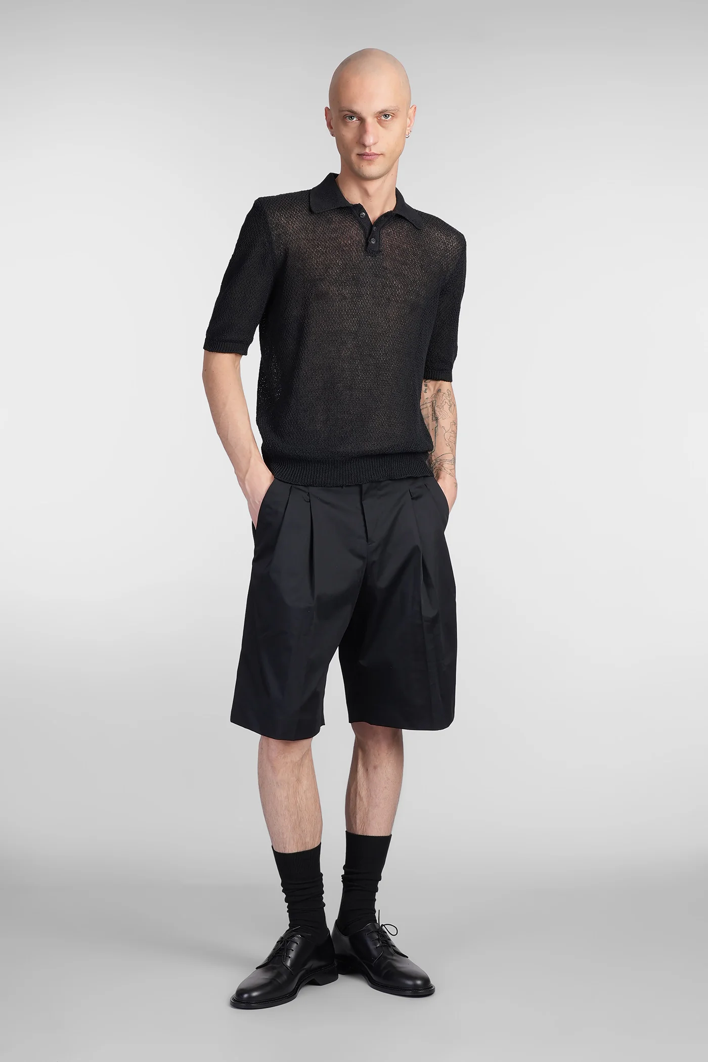 Shorts in black cotton - Image 2