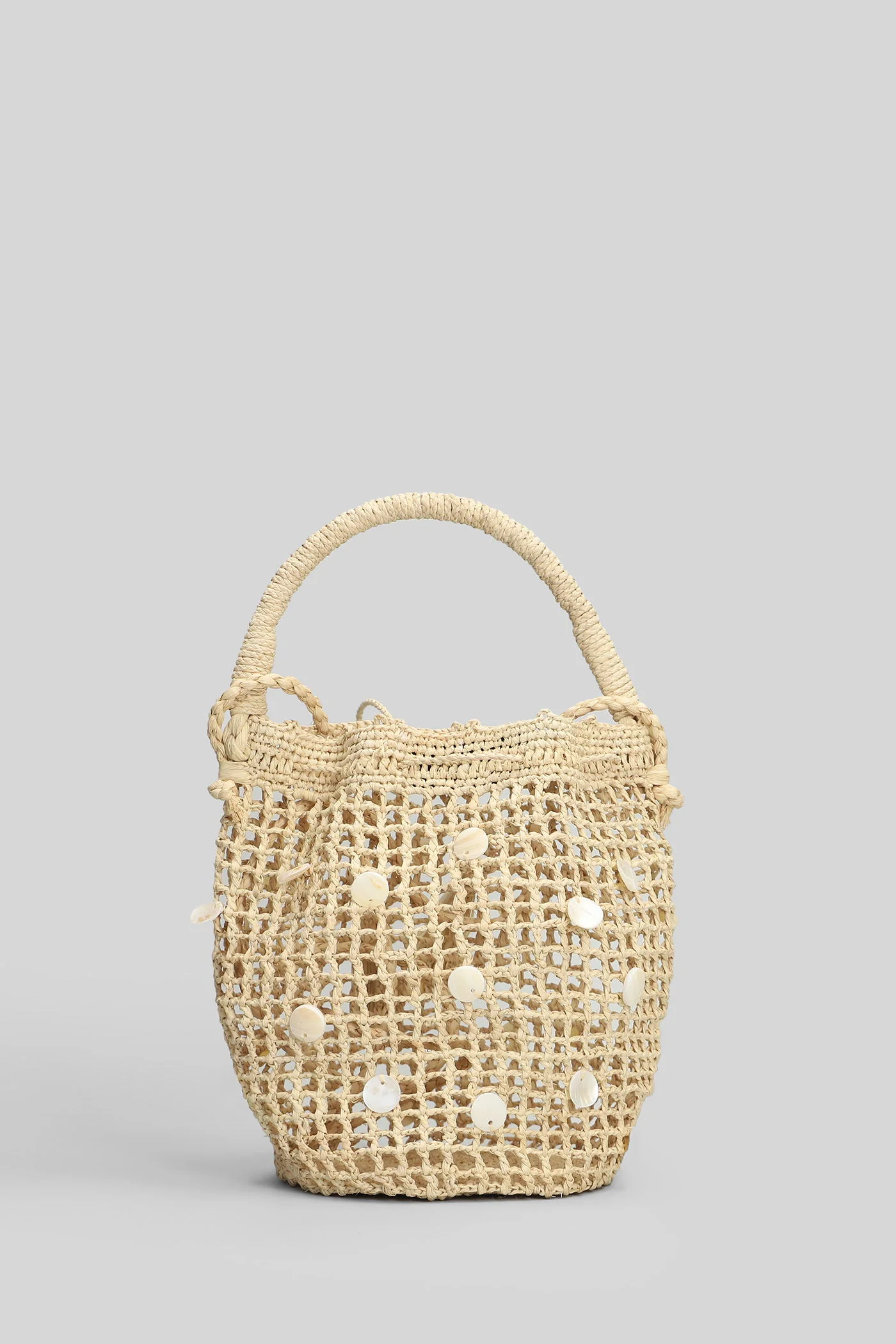 Shoulder bag in beige raffia - Image 3