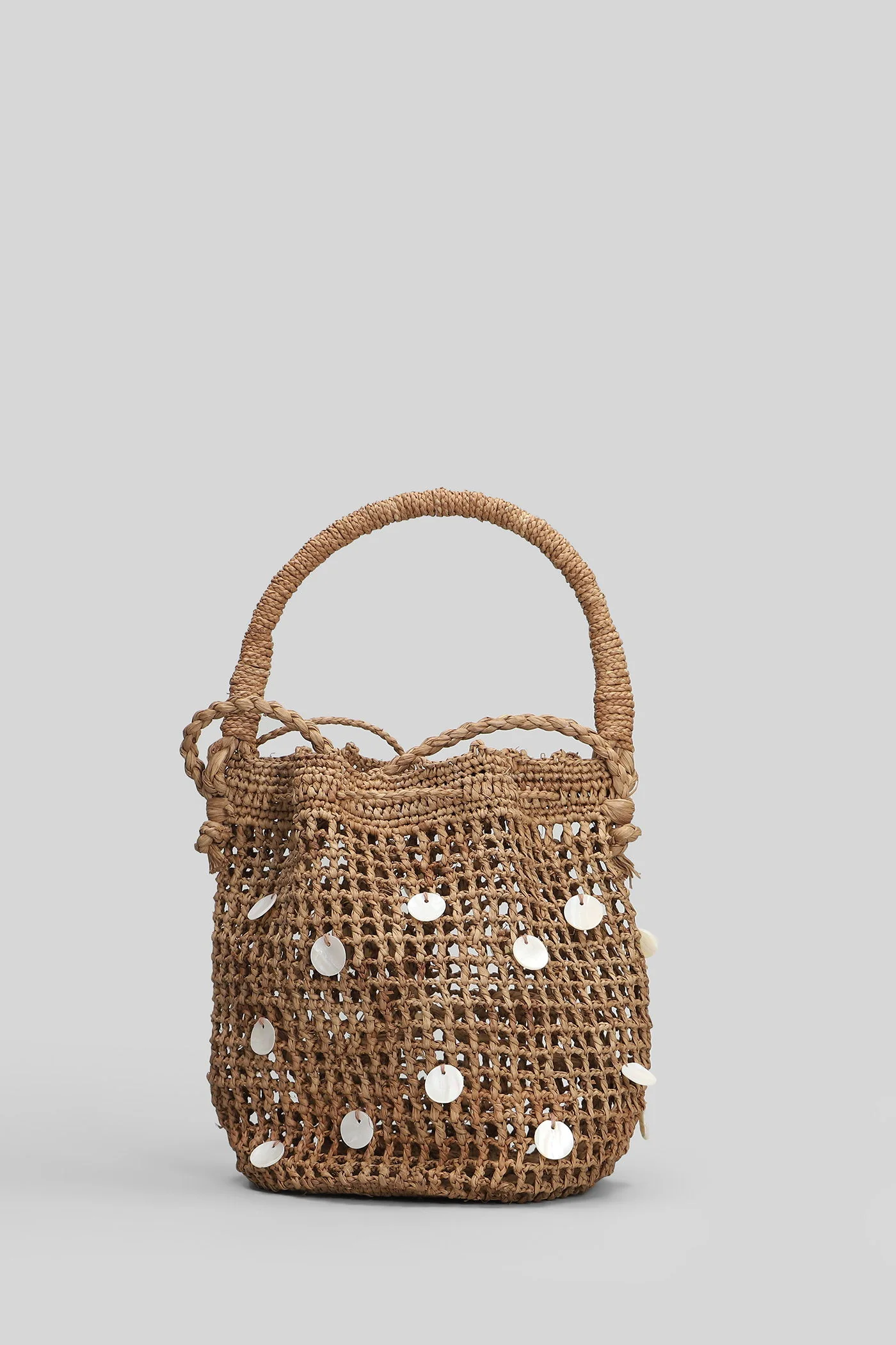 Shoulder bag in brown raffia - Image 3