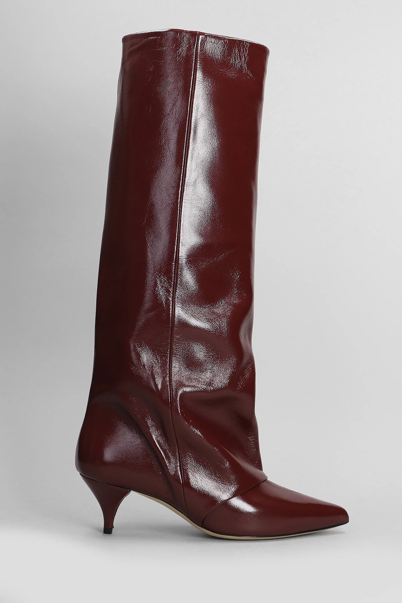 High heels boots in bordeaux leather
