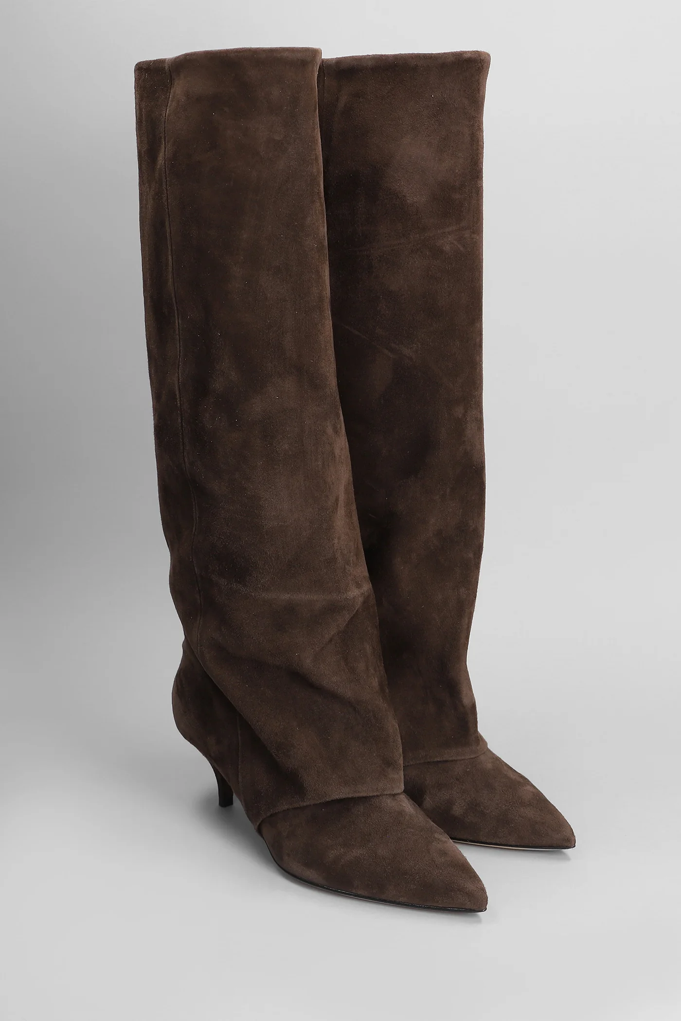 High heels boots in brown suede - Image 2