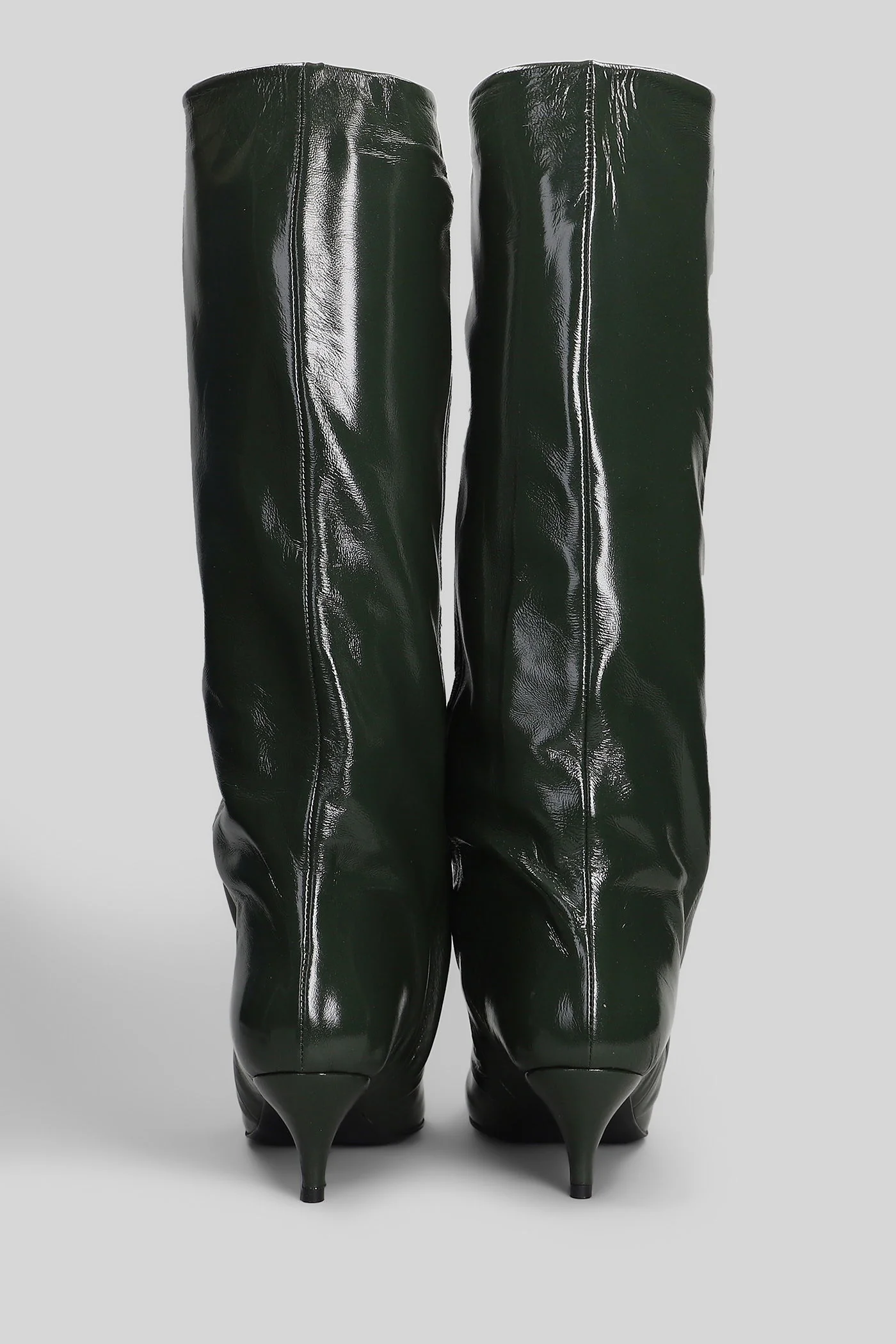 High heels boots in green leather - Image 4