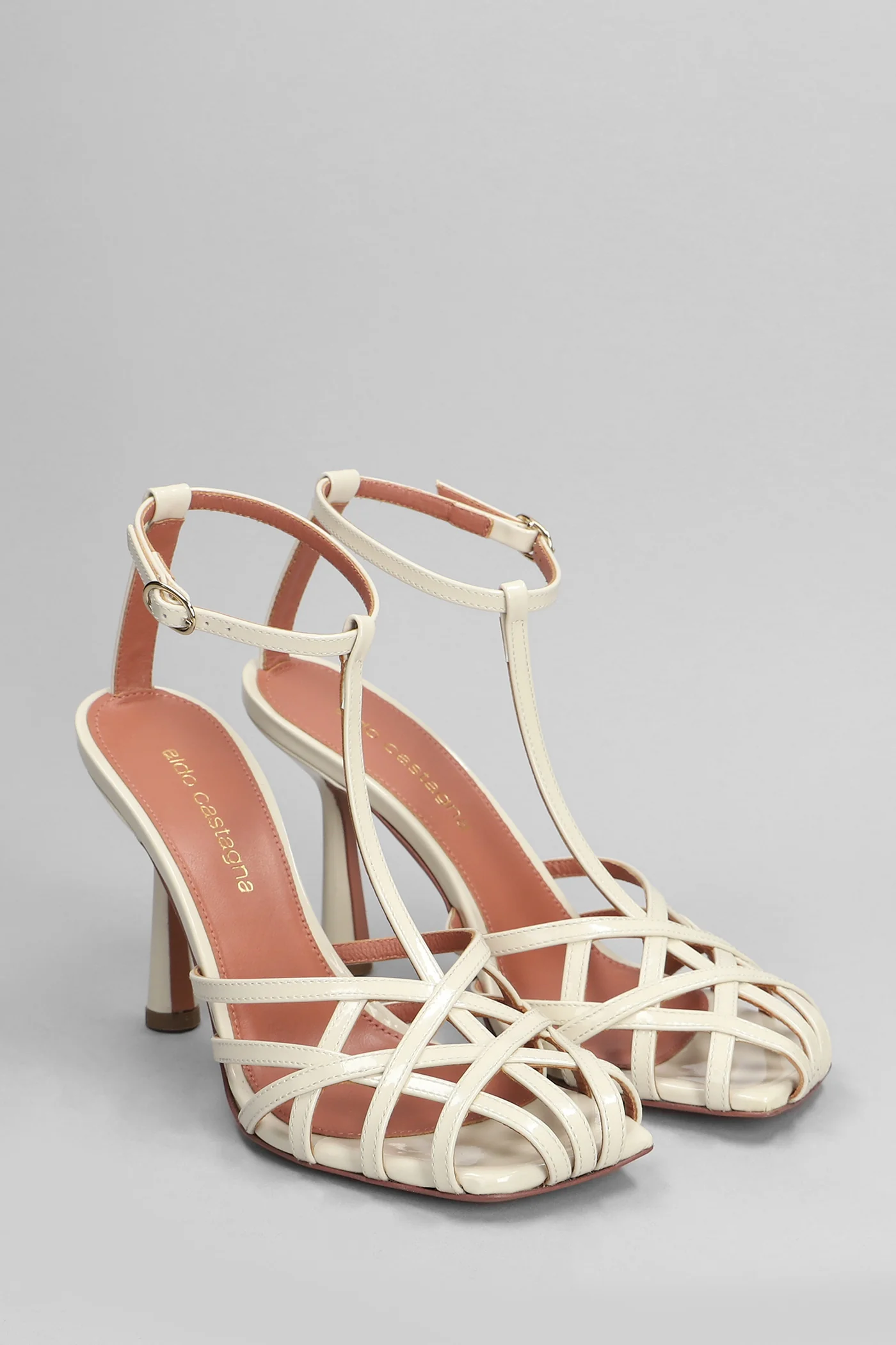 Lidia Sandals in beige patent leather - Image 2
