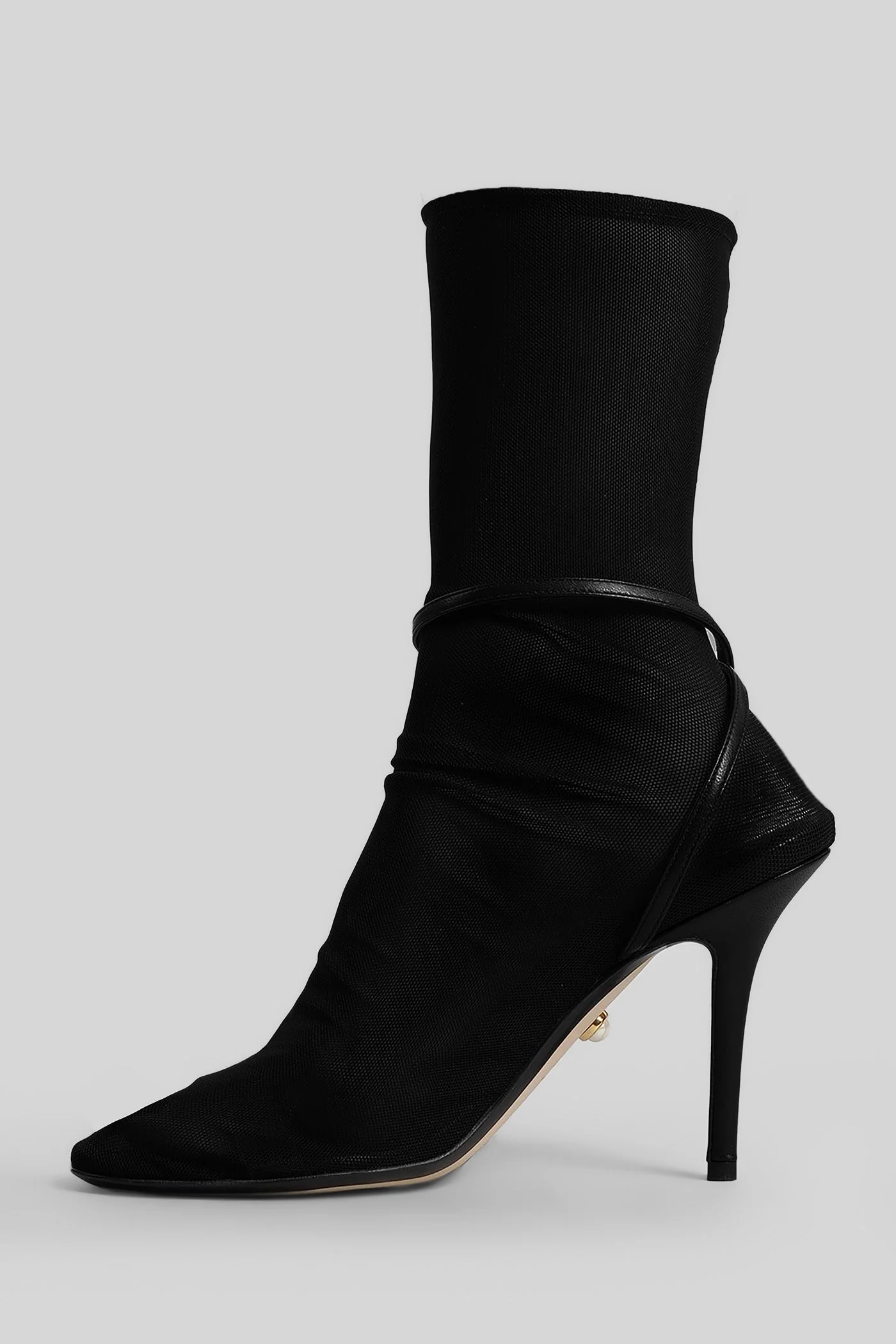 Katia 95 High heels Ankle boots in black fabric - Image 3