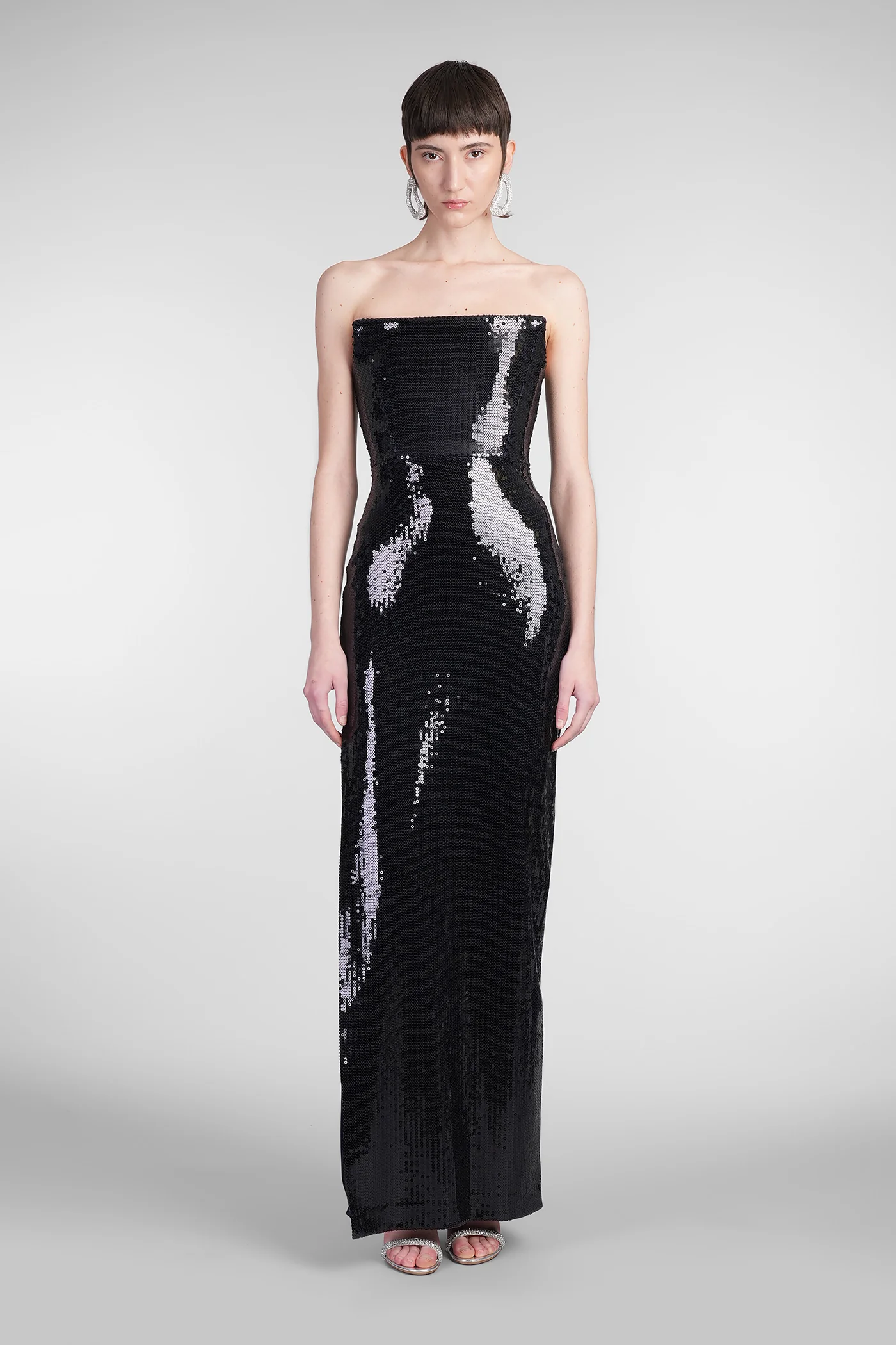 Long dress in blue polyester