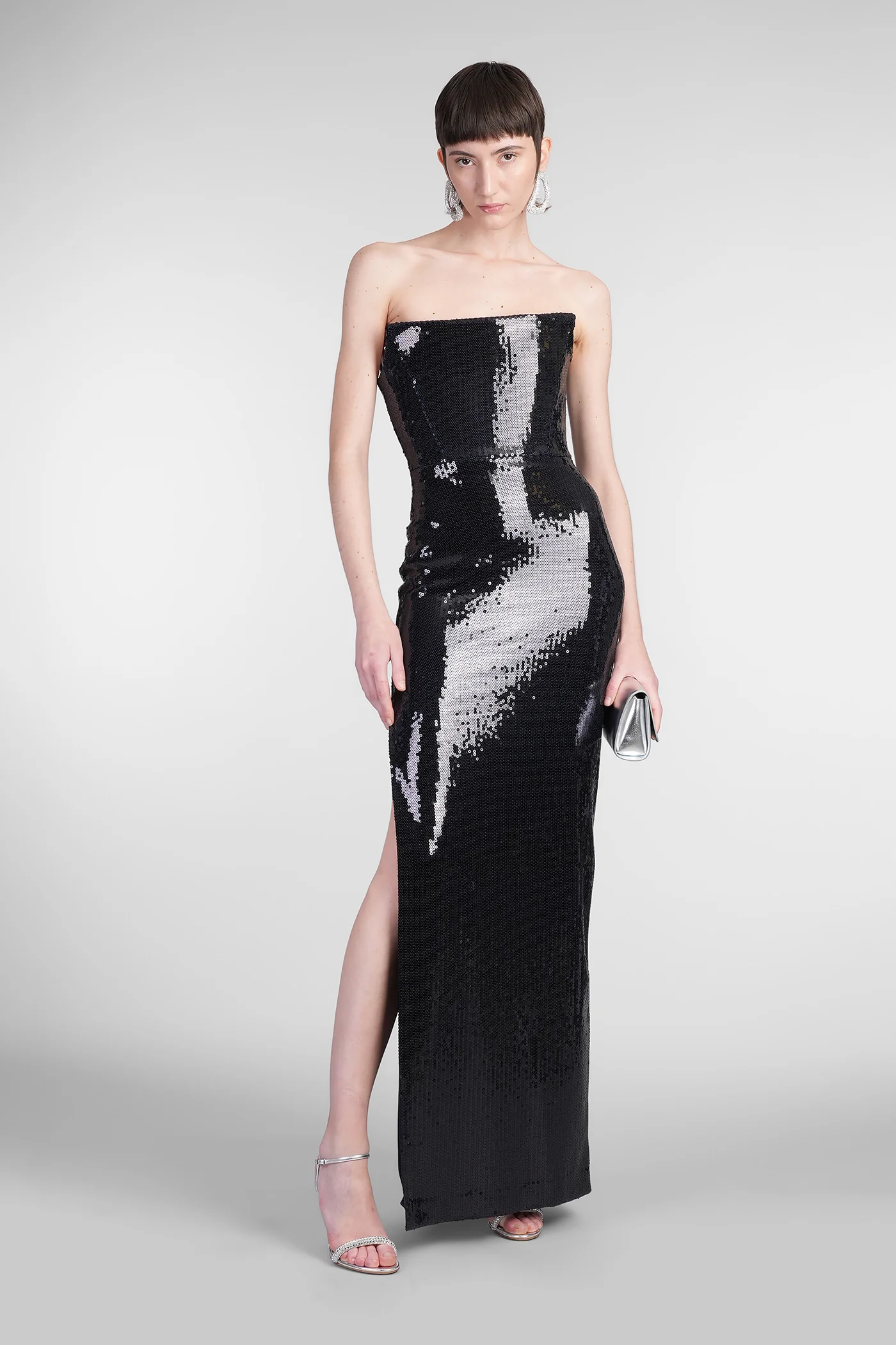 Long dress in blue polyester - Image 2