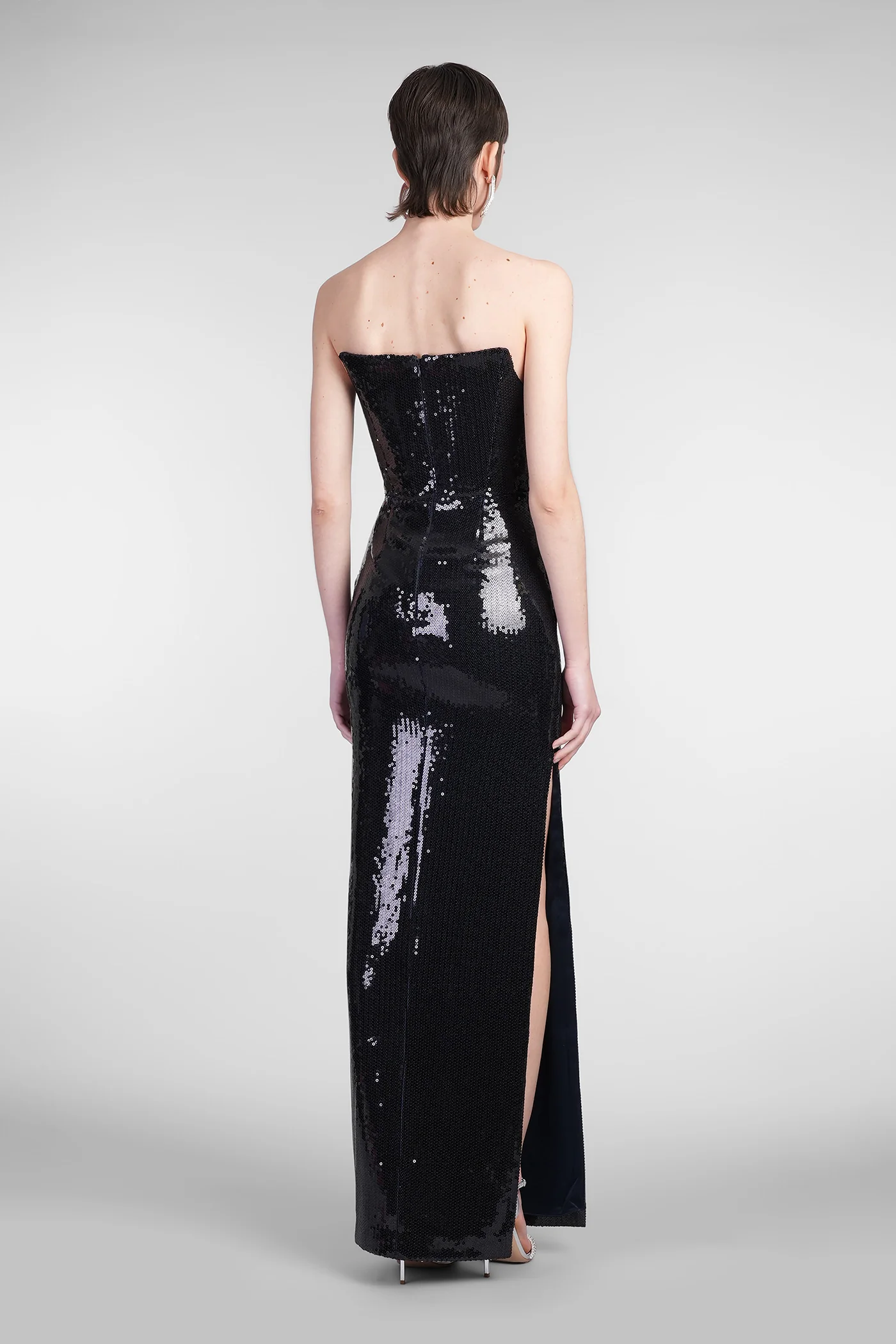 Long dress in blue polyester - Image 3
