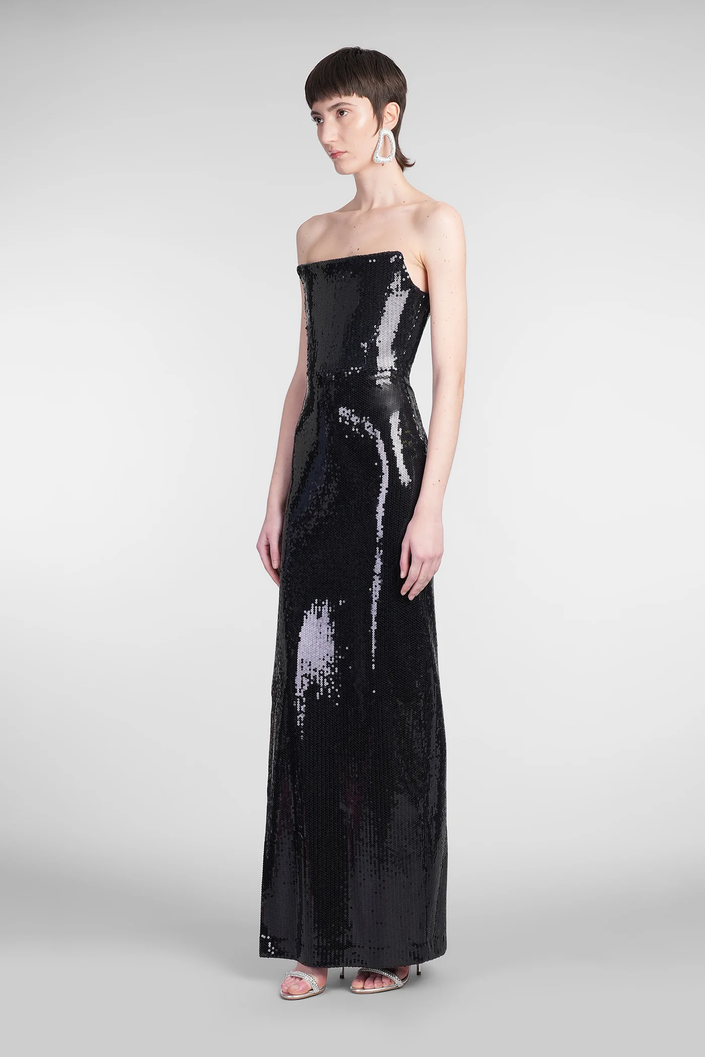 Long dress in blue polyester - Image 4