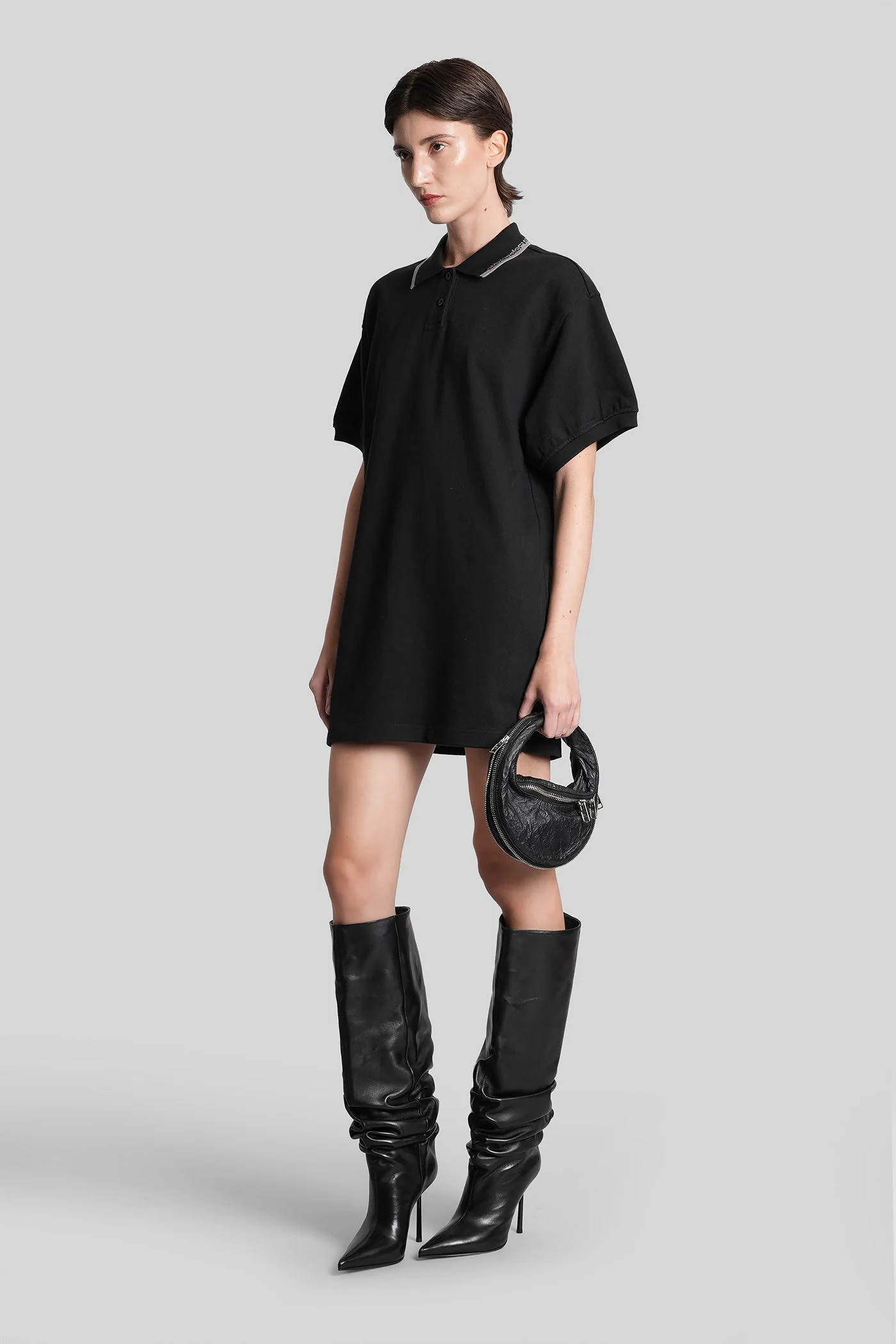Mini dress in black cotton - Image 4