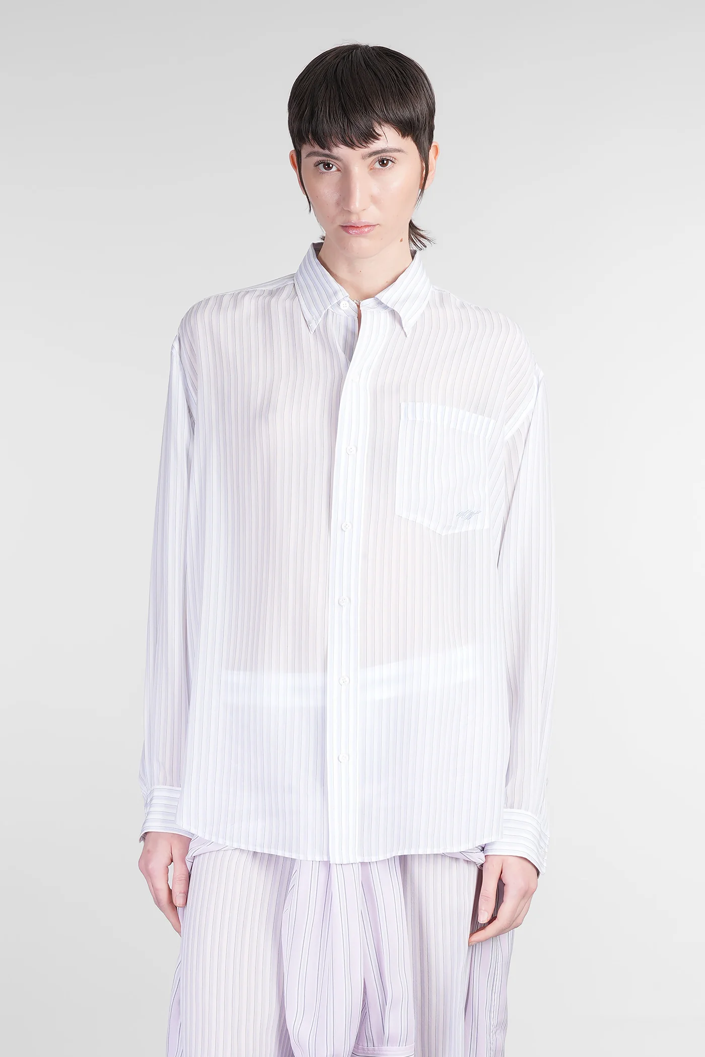 Shirt in blue silk
