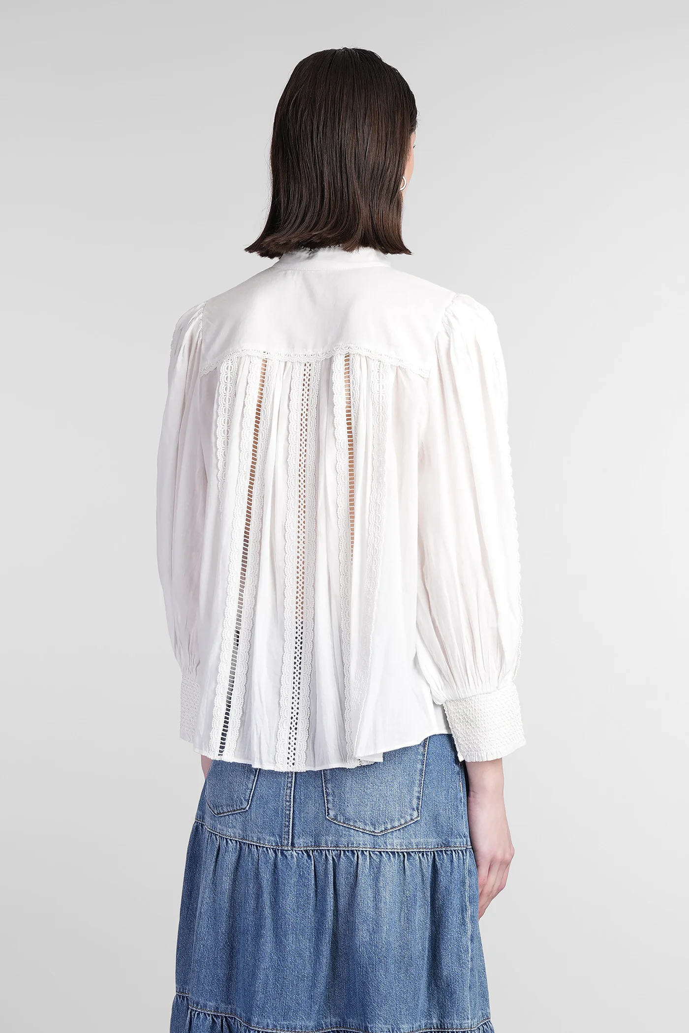 Cora Blouse in white cotton - Image 3