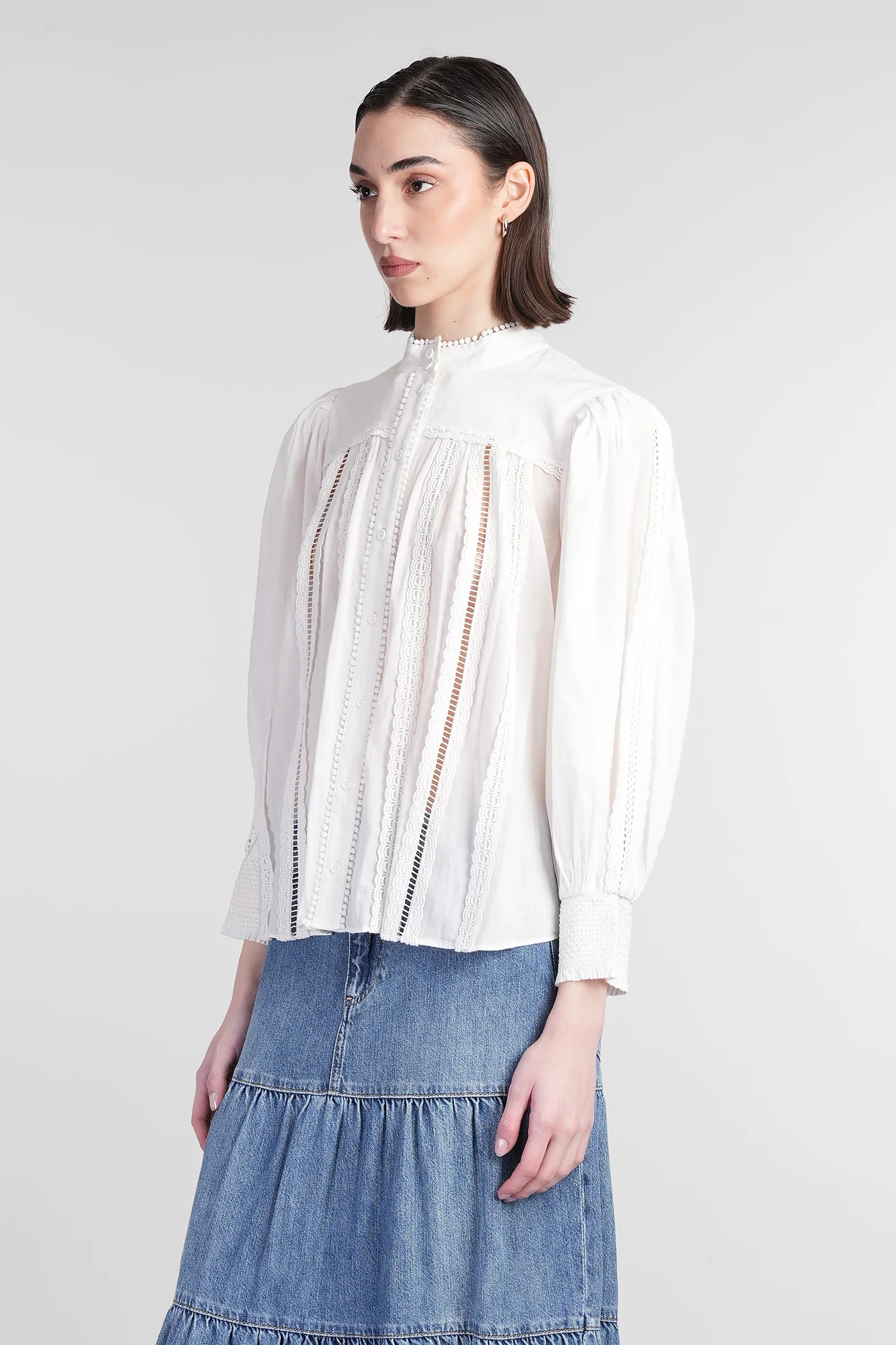 Cora Blouse in white cotton - Image 4
