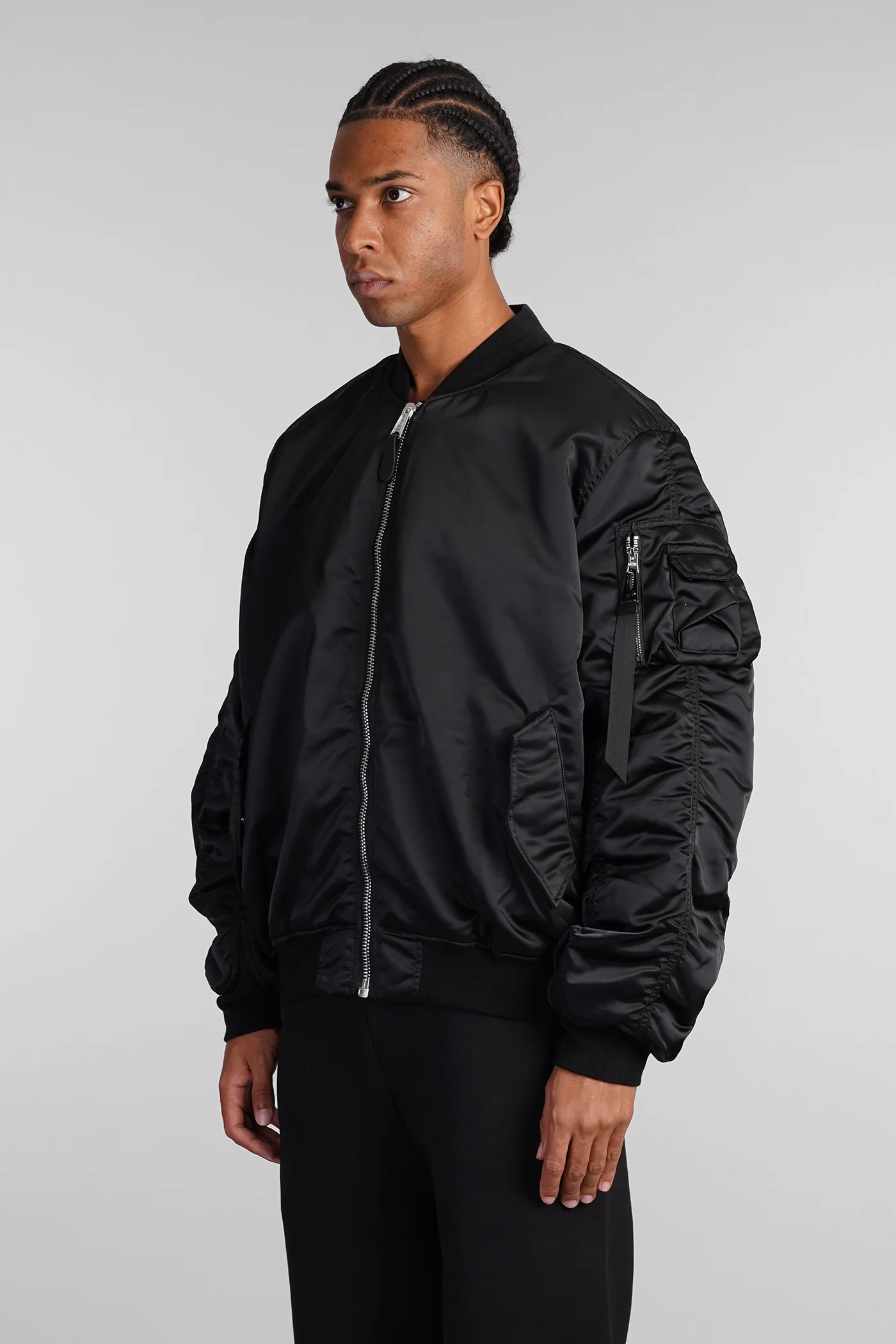Ma-1 uv Bomber Jacket in black nylon - Image 4