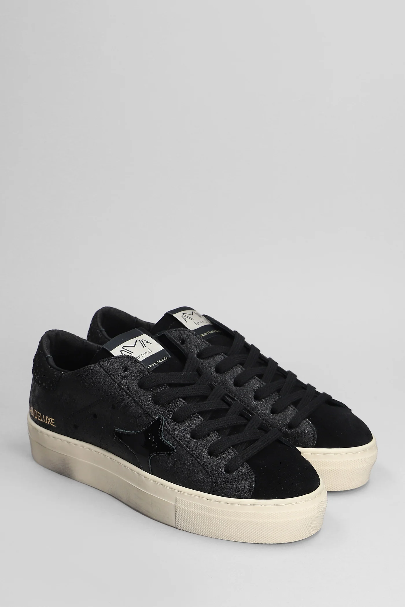 Sneakers in black suede and leather - Image 2