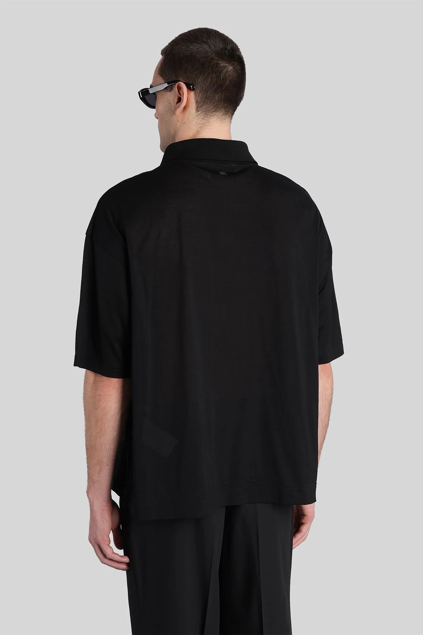 Polo in black cotton - Image 3