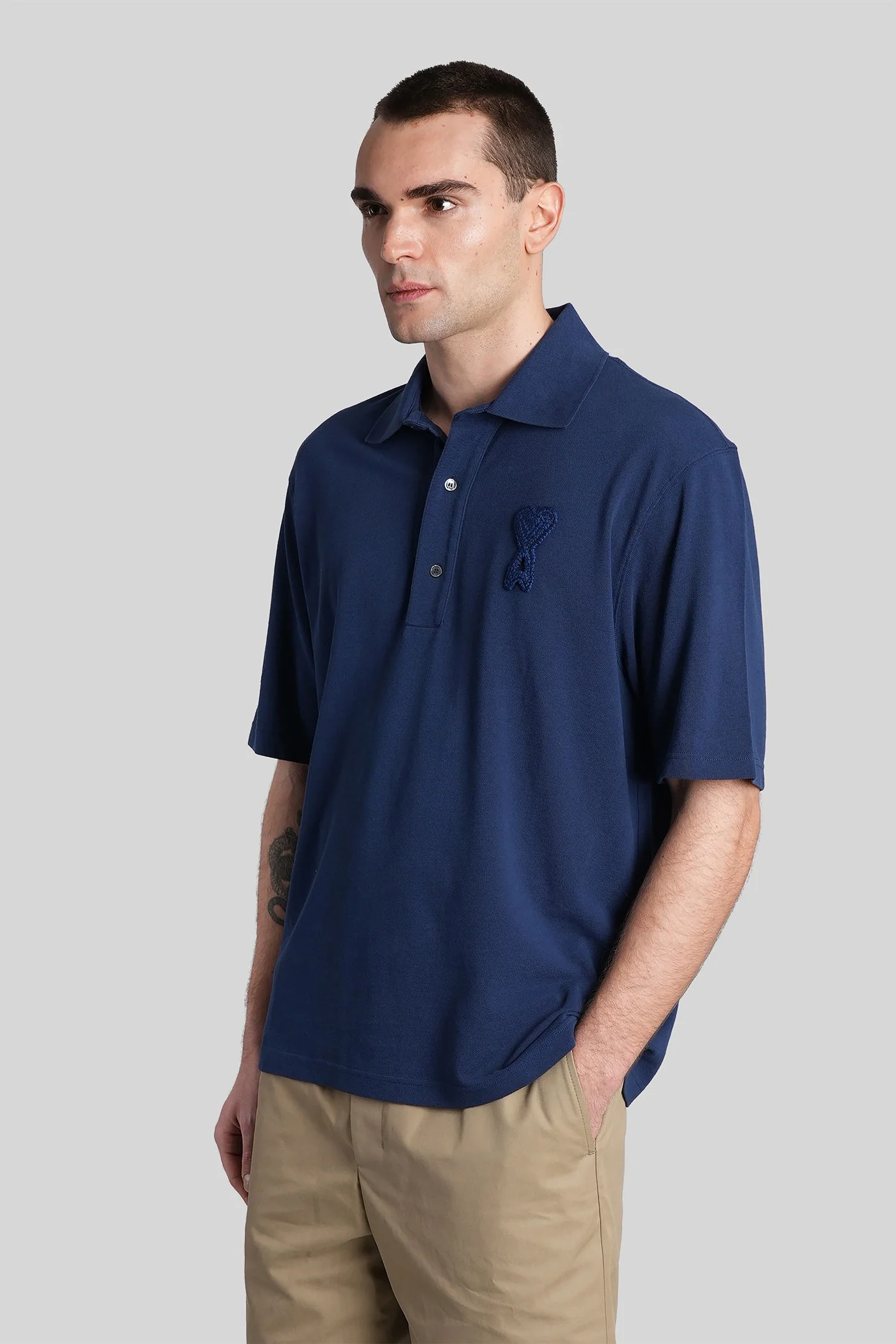 Polo in blue cotton - Image 4