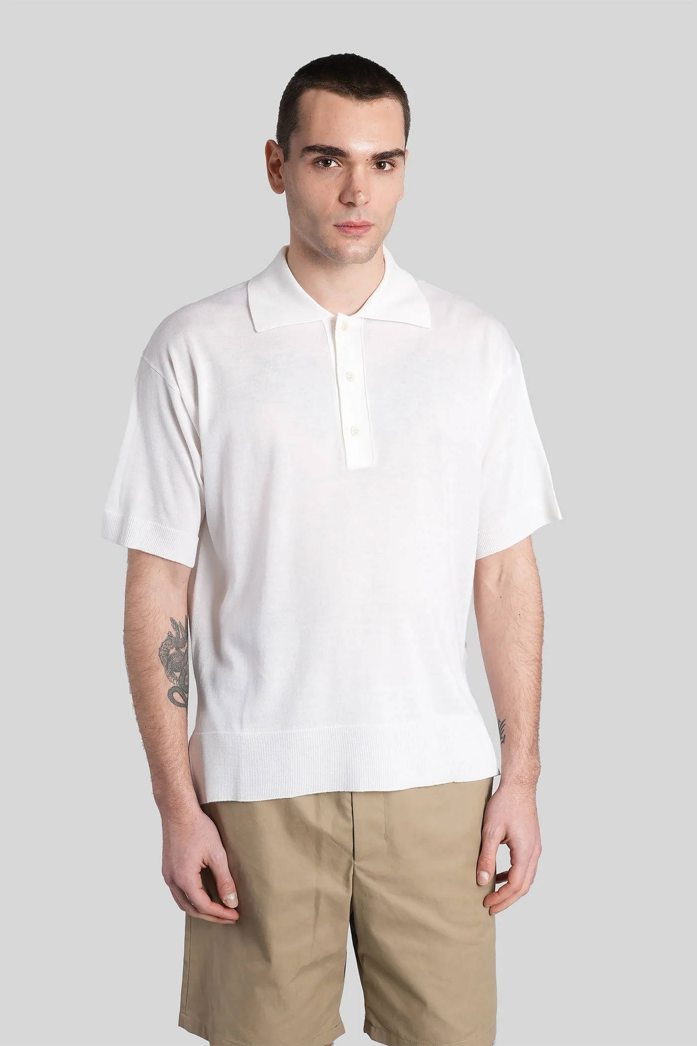 Polo in white wool
