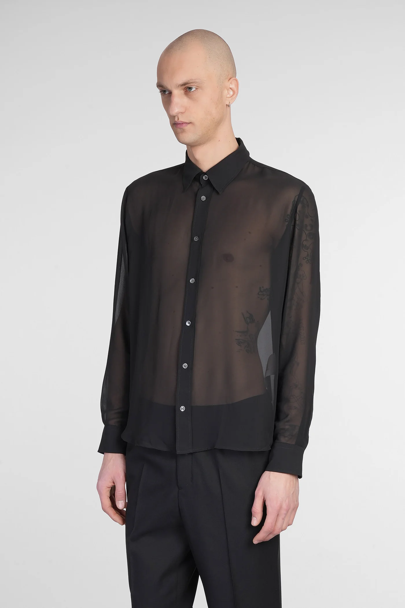 Shirt in black polyester - Image 4