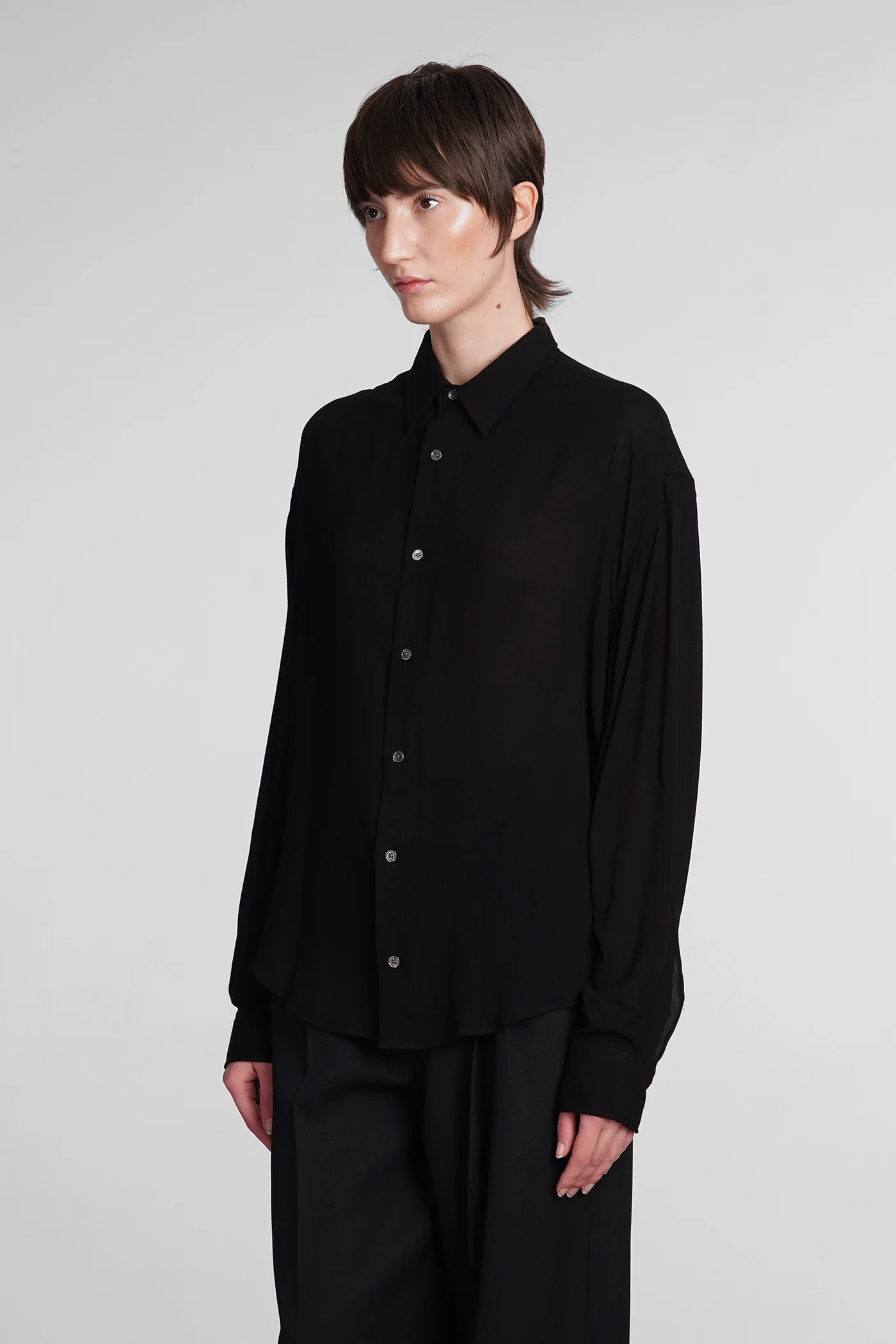 Shirt in black viscose - Image 4