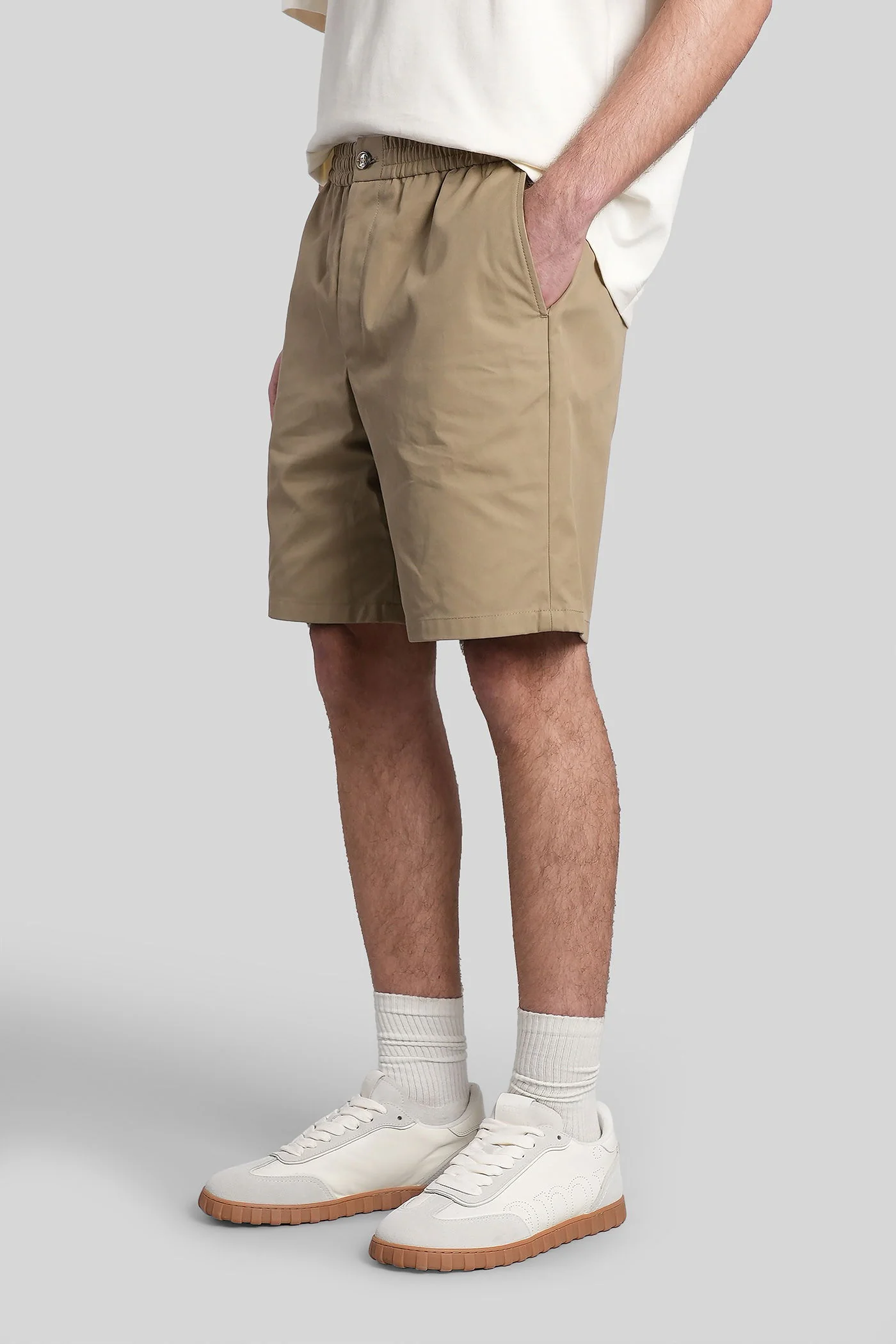 Shorts in taupe cotton - Image 4
