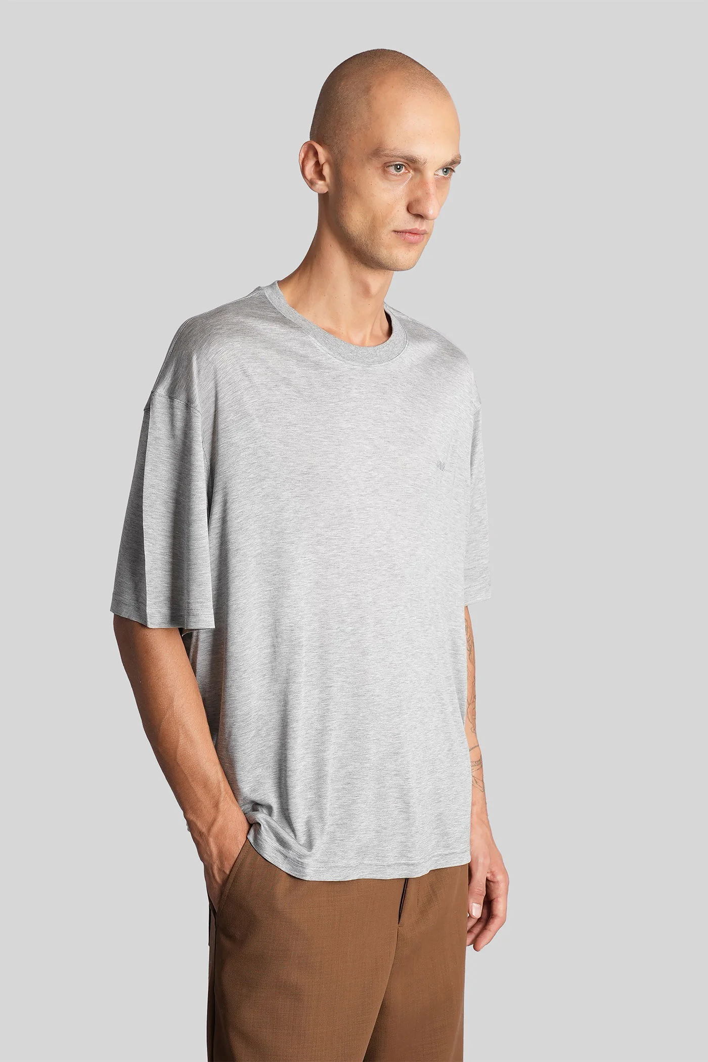 T-Shirt in grey viscose - Image 4