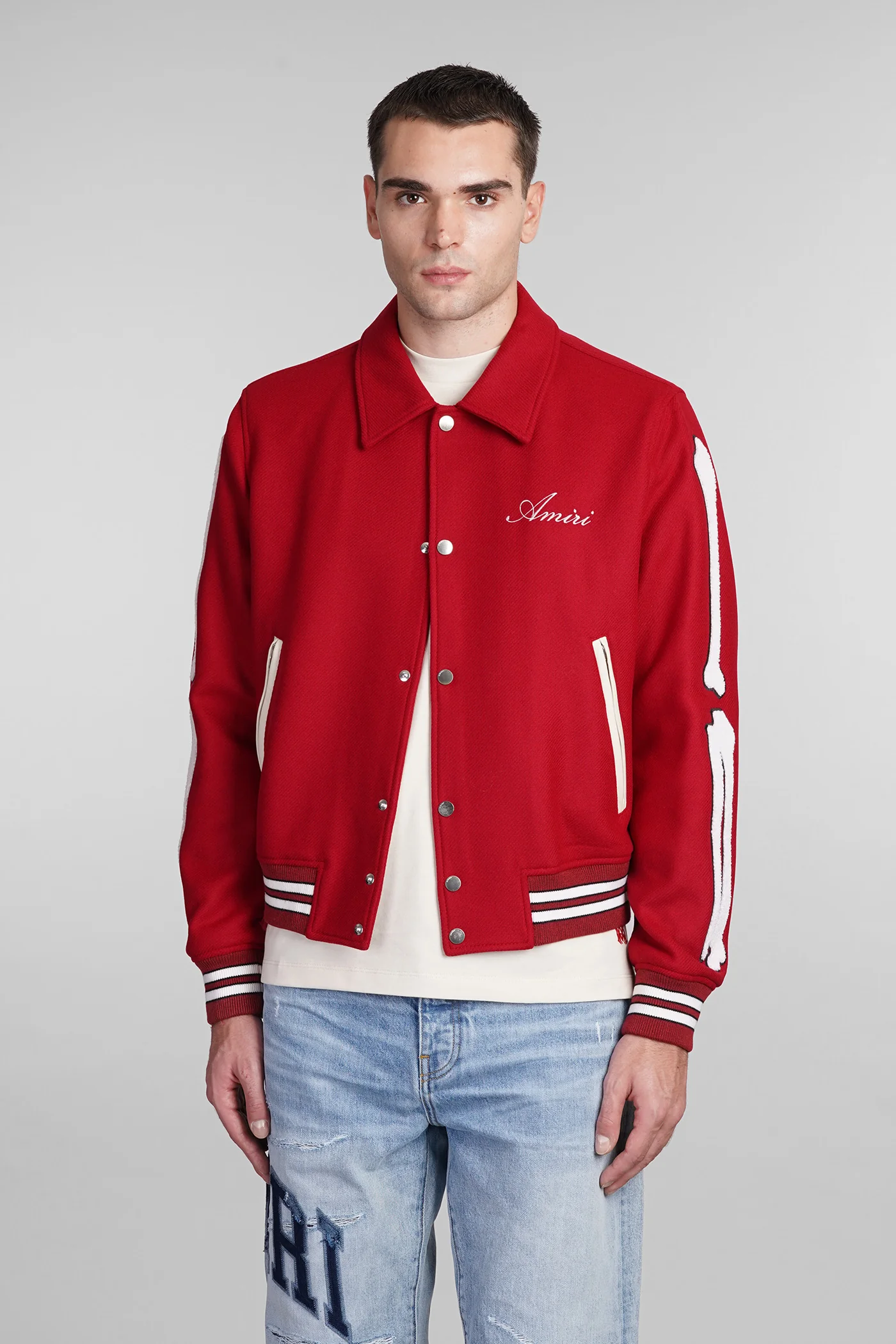 Bomber Jacket in red wool