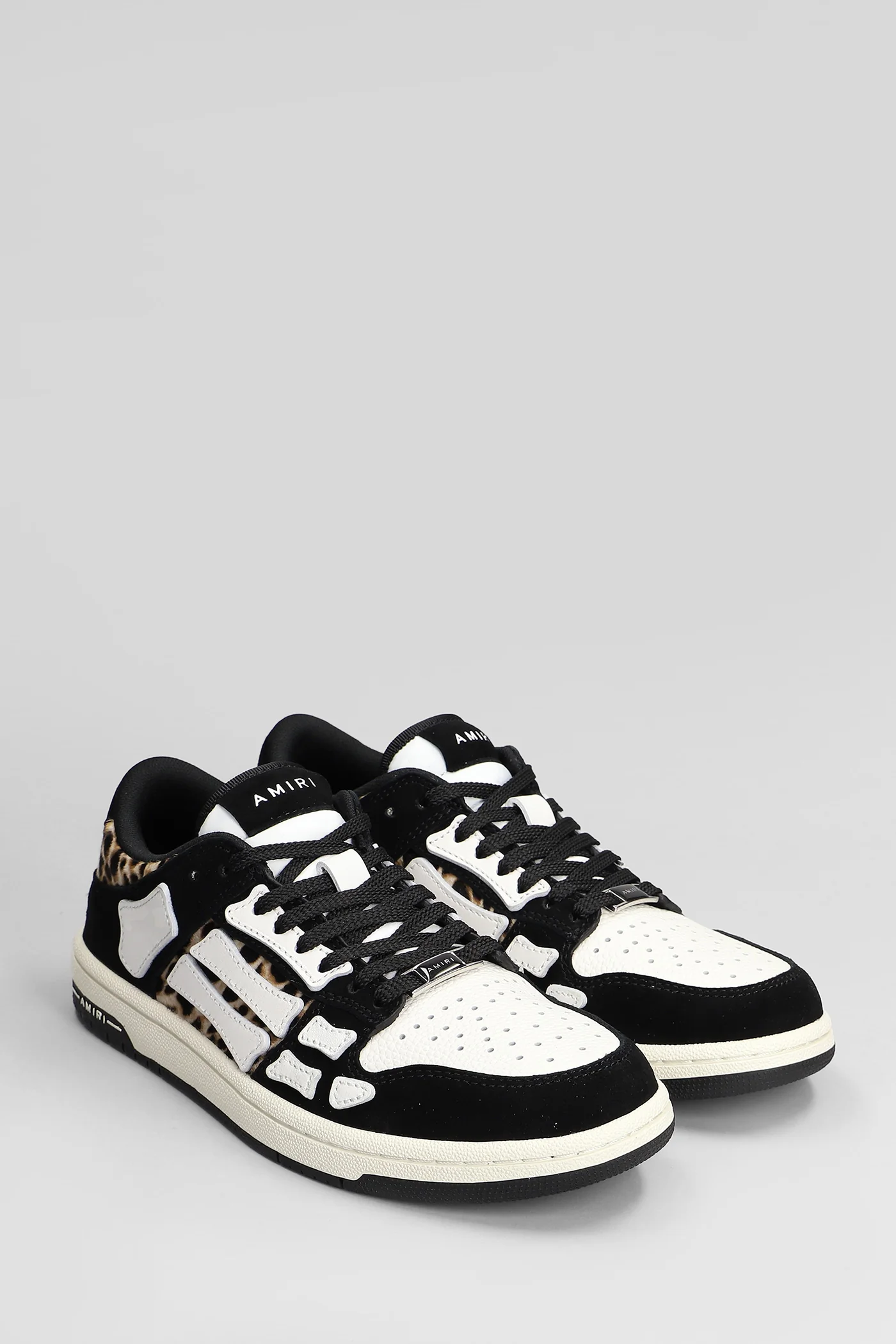 Leopard skel top low Sneakers in black leather - Image 2