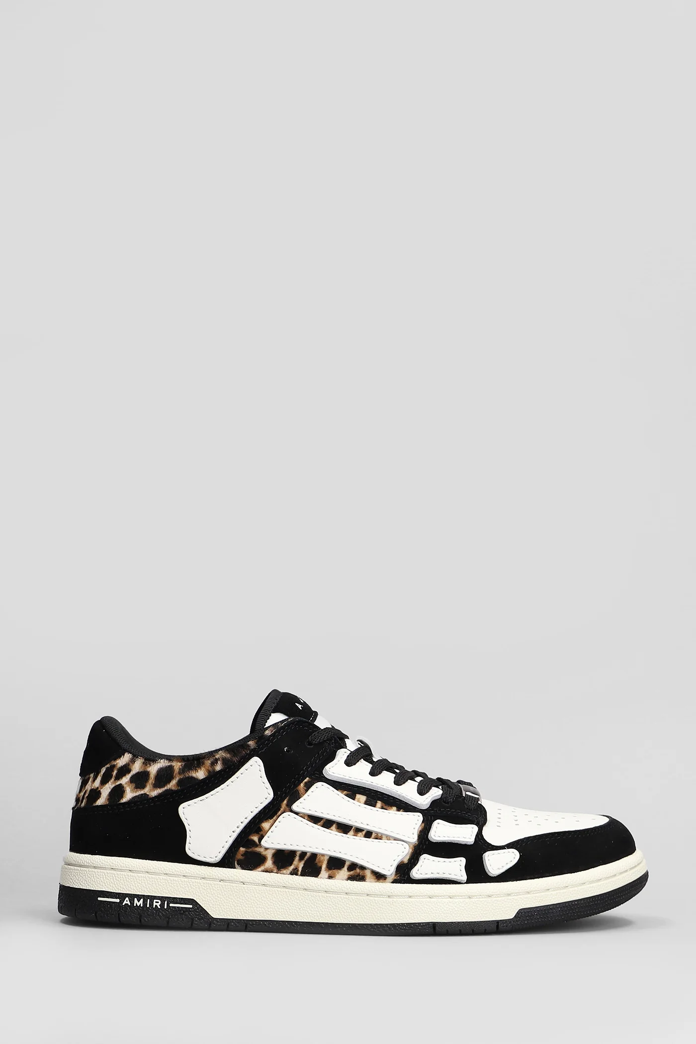 Leopard skel top low Sneakers in black leather