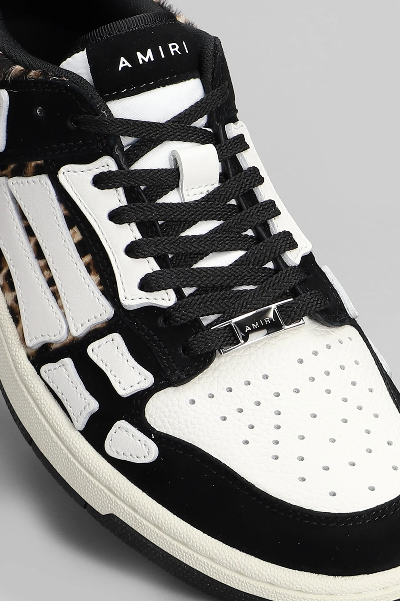Leopard skel top low Sneakers in black leather - Image 5