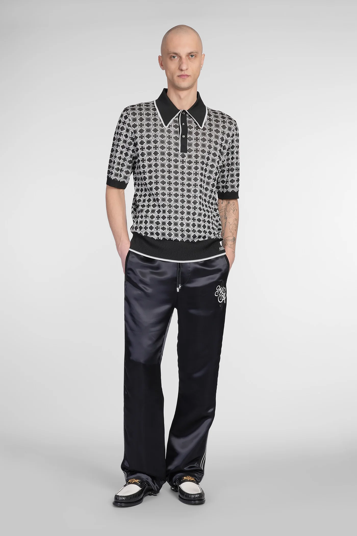 Polo in black viscose - Image 2
