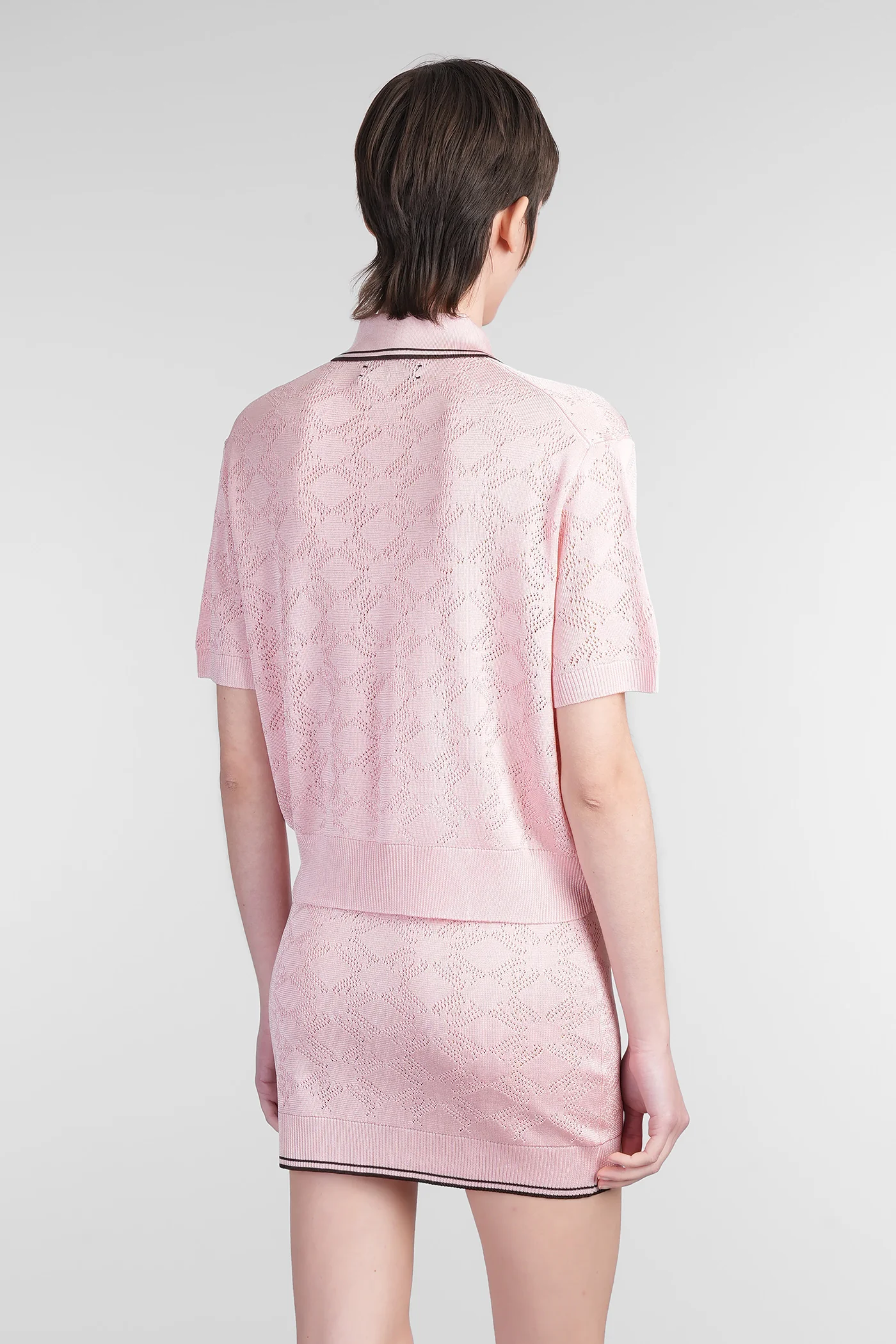 Polo in rose-pink viscose - Image 3