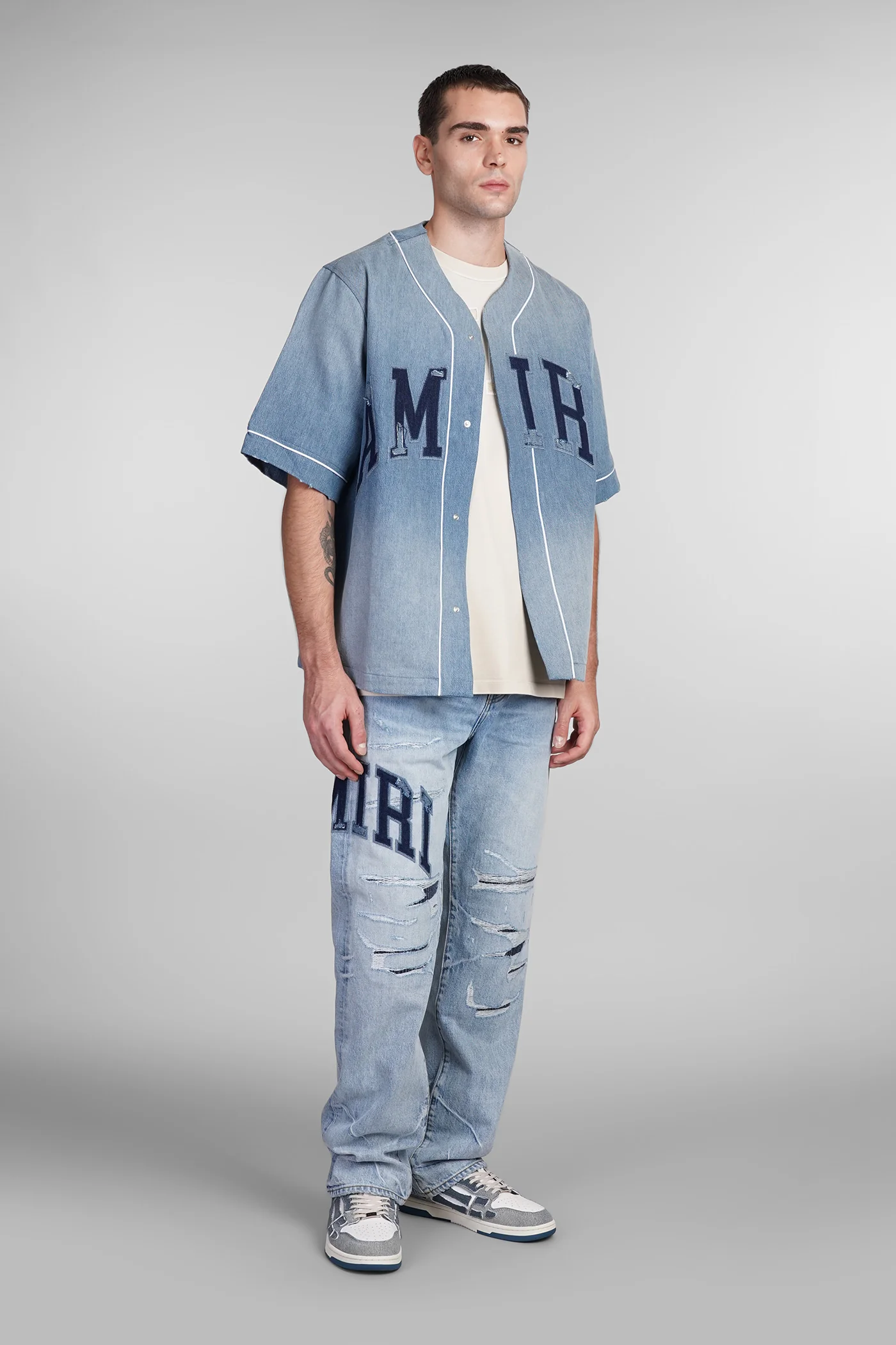 Shirt in blue cotton - Image 2