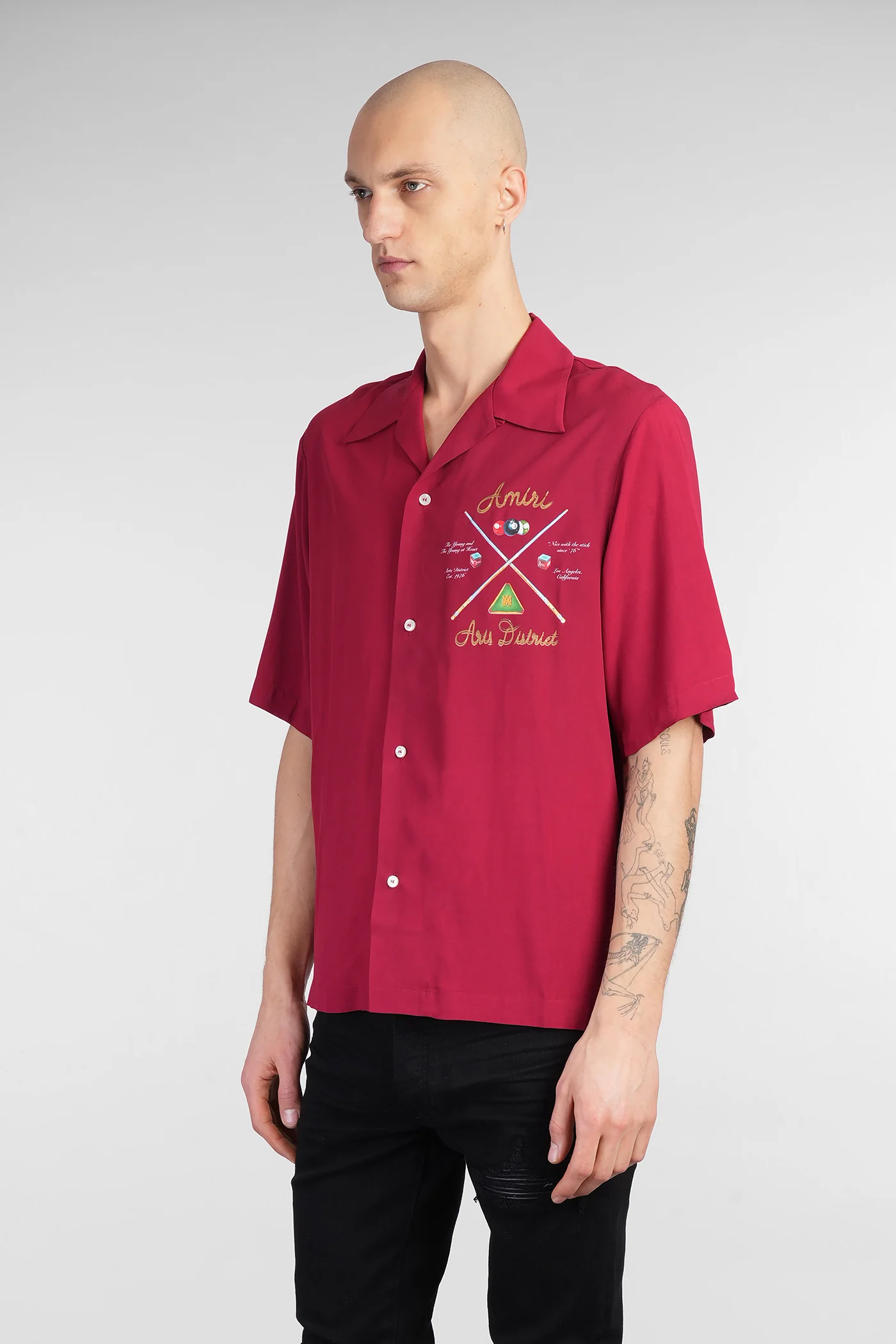 Shirt in bordeaux viscose - Image 4
