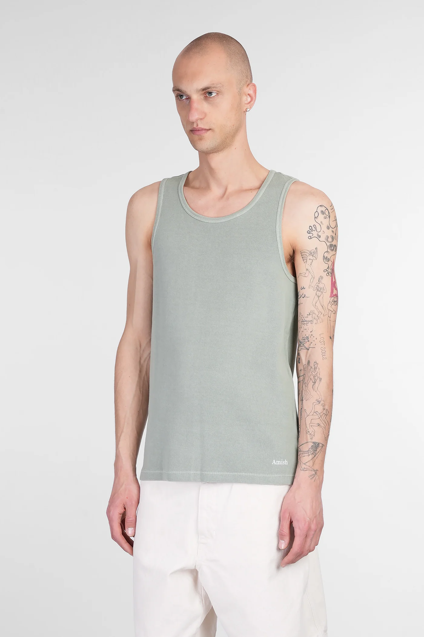 tank Top in green cotton - Image 4