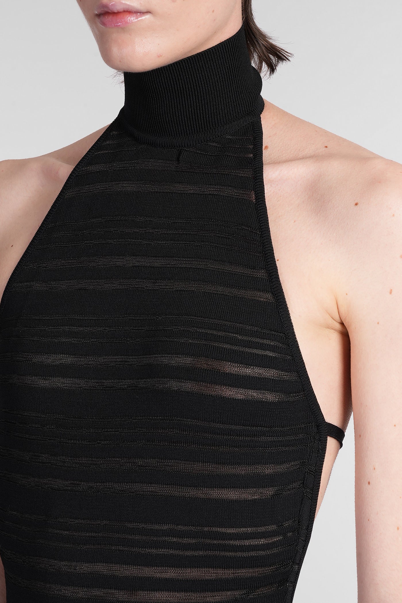 Long dress in black viscose - Image 5