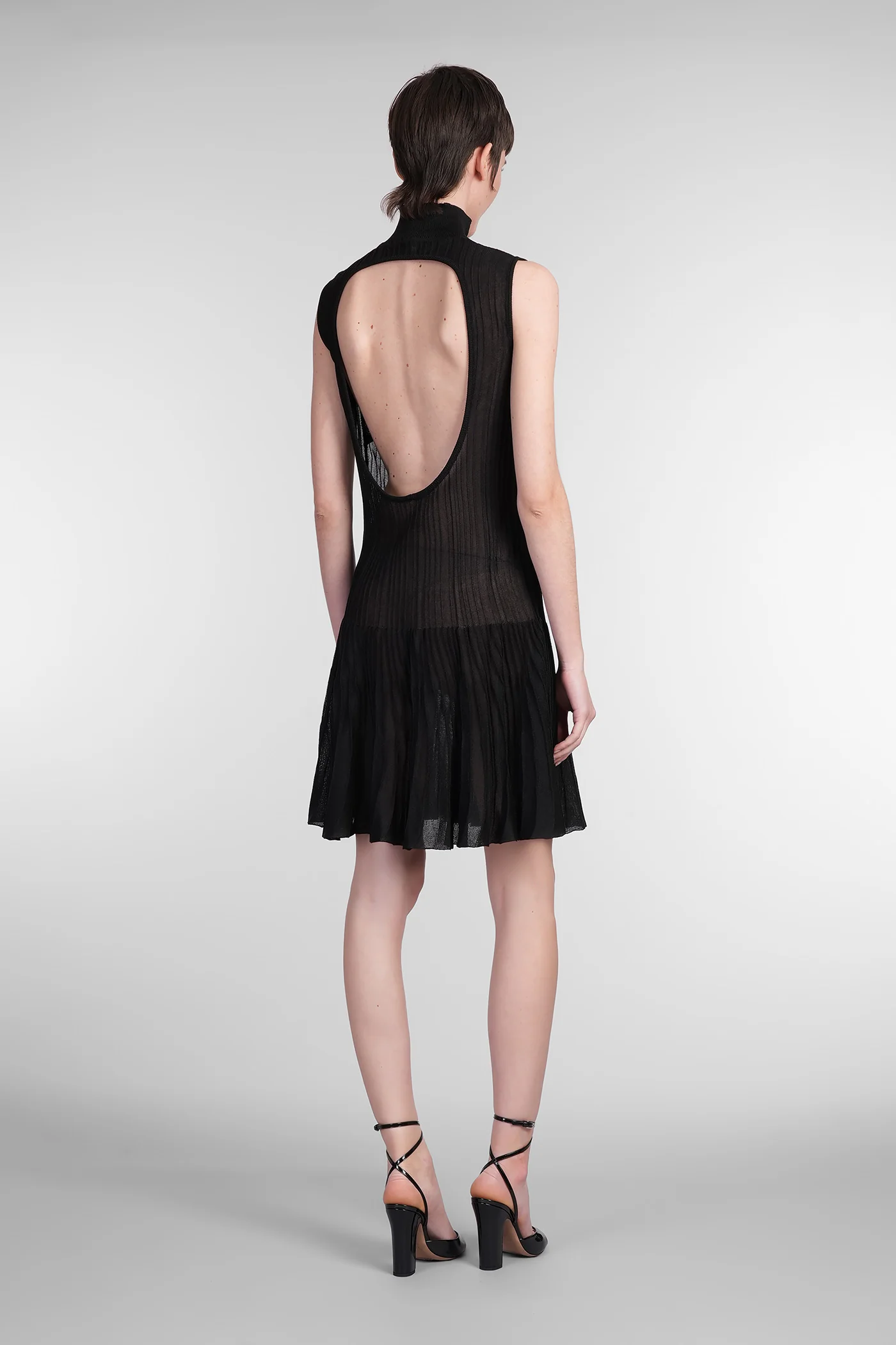 Mini dress in black viscose - Image 3