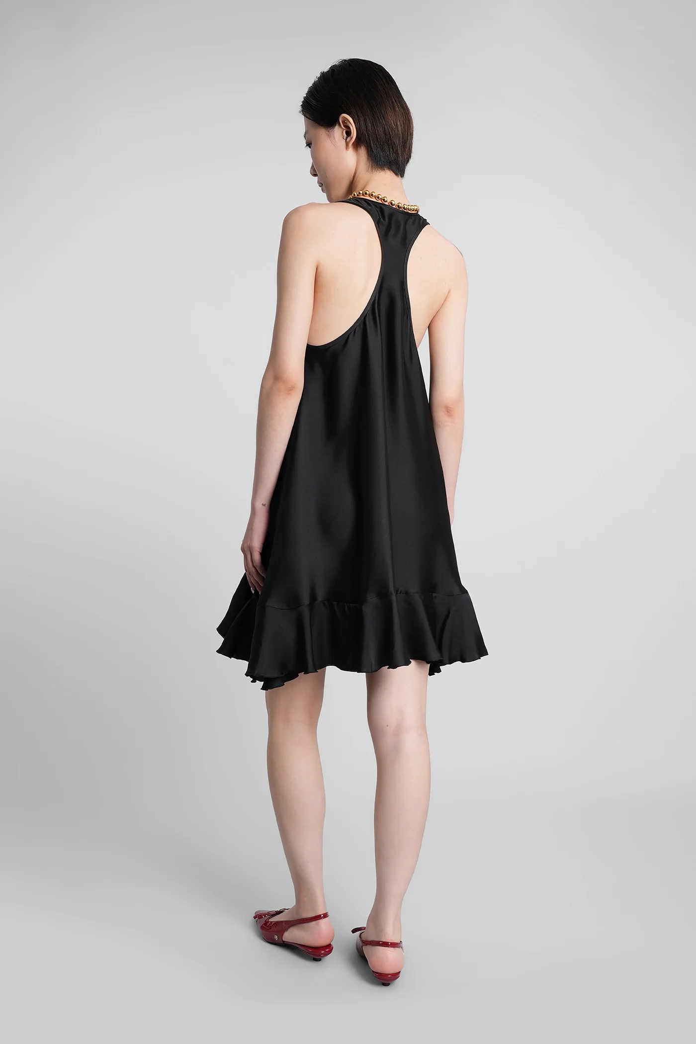 Lilith Mini dress in black silk - Image 3